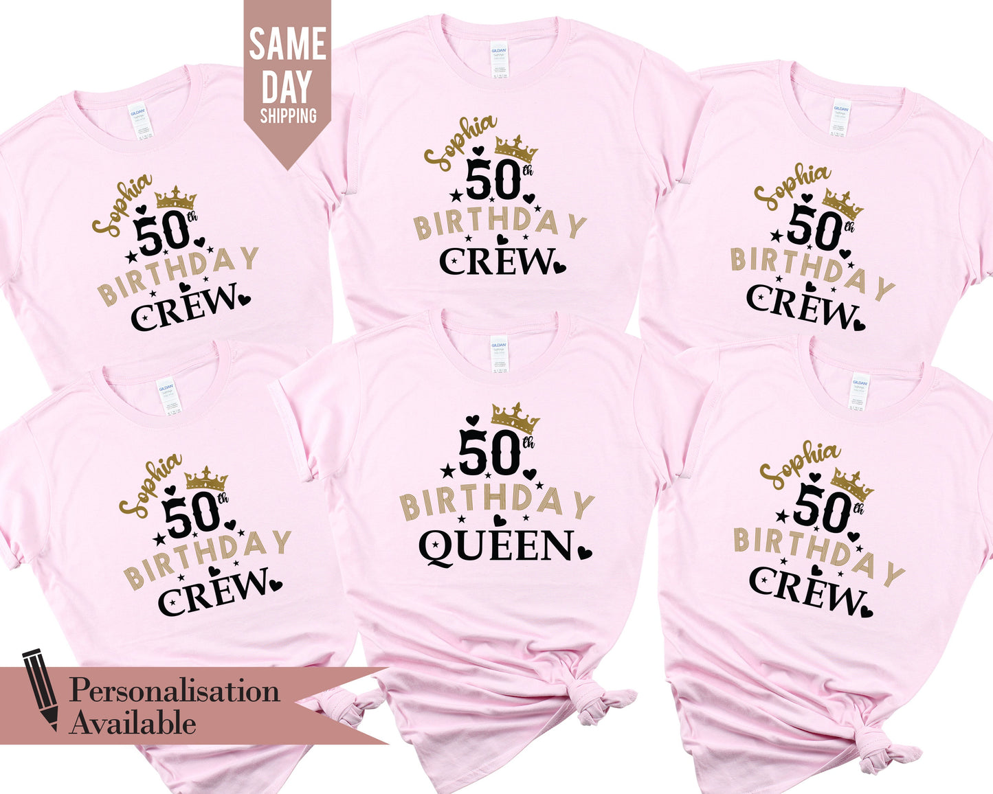 Custom Birthday Queen And Crew Tee Shirt, 1975 Group Shirts, Personalized 50th Birthday Queen T Shirt,40th Birthday Queen Your Name On Shirt