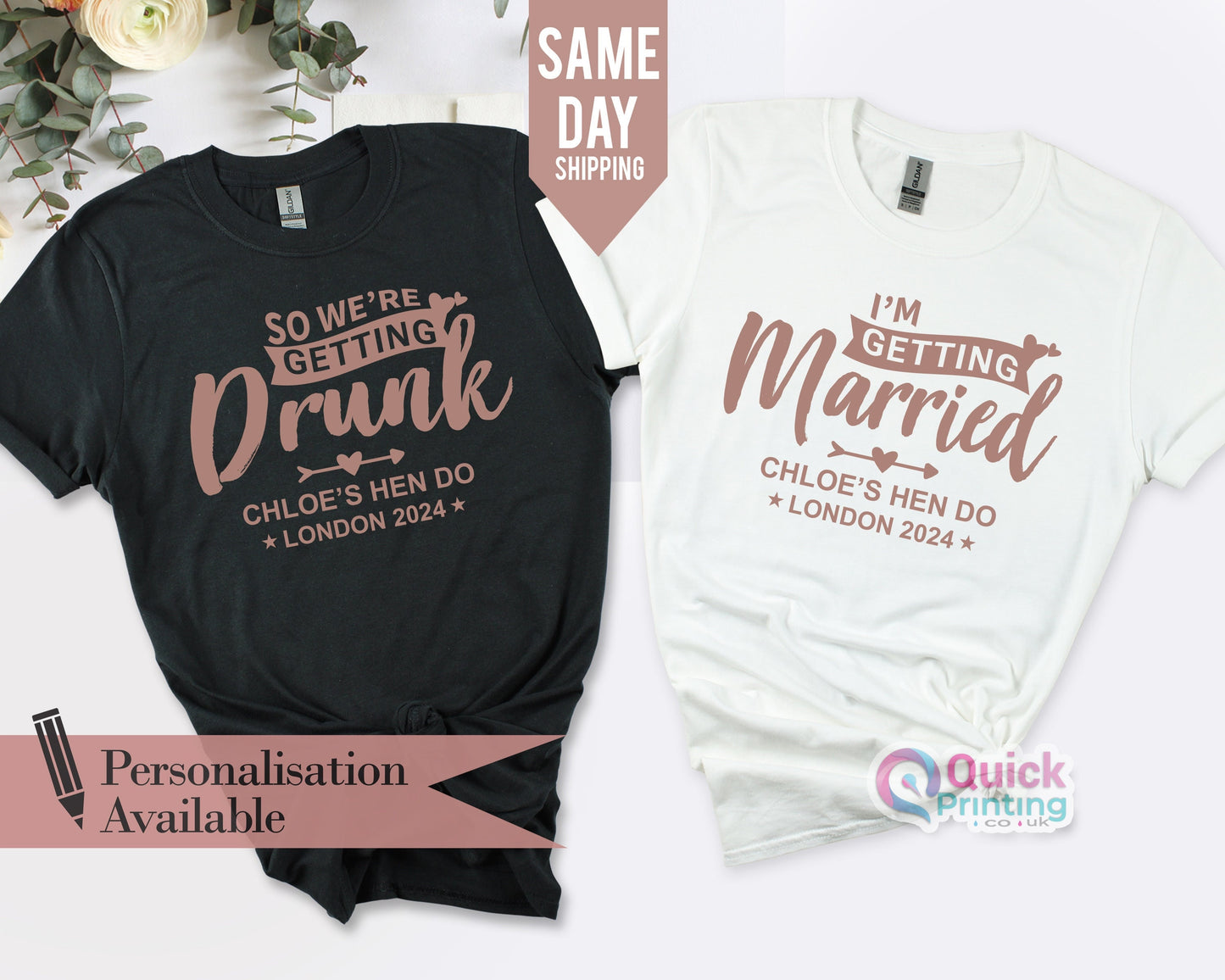 We're Getting Drunk Hen T-Shirt, I'm Getting Married Tshirt, Hen Party T-Shirt, Bridesmaid Tshirt, Engagement T Gifts, Wedding Party Shirt