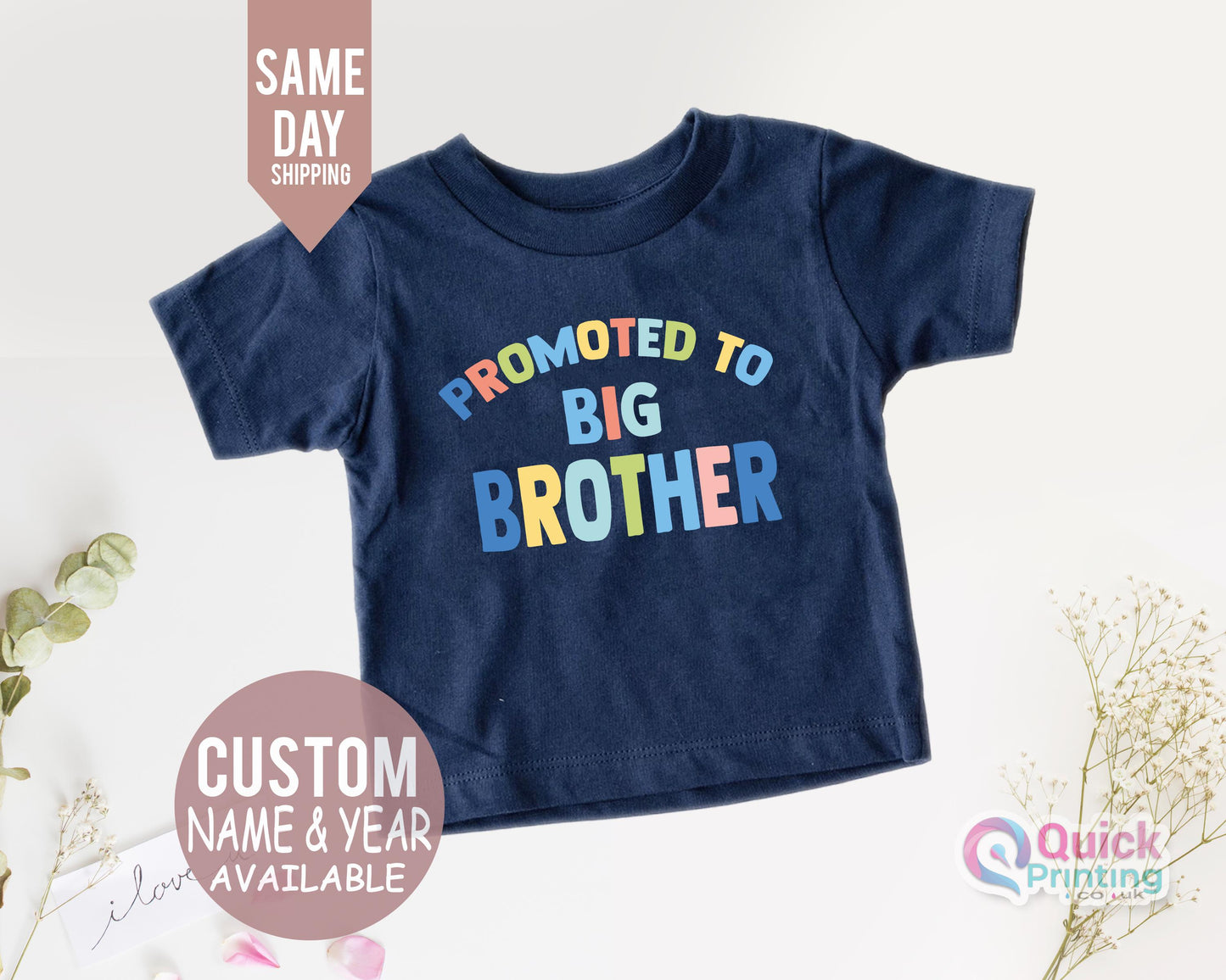 promoted to big Brother Tshirt, Big Brother tshirt baby announcement, Revel Tshirt, personalised gift, siblings pregnancy reveal, kids tee