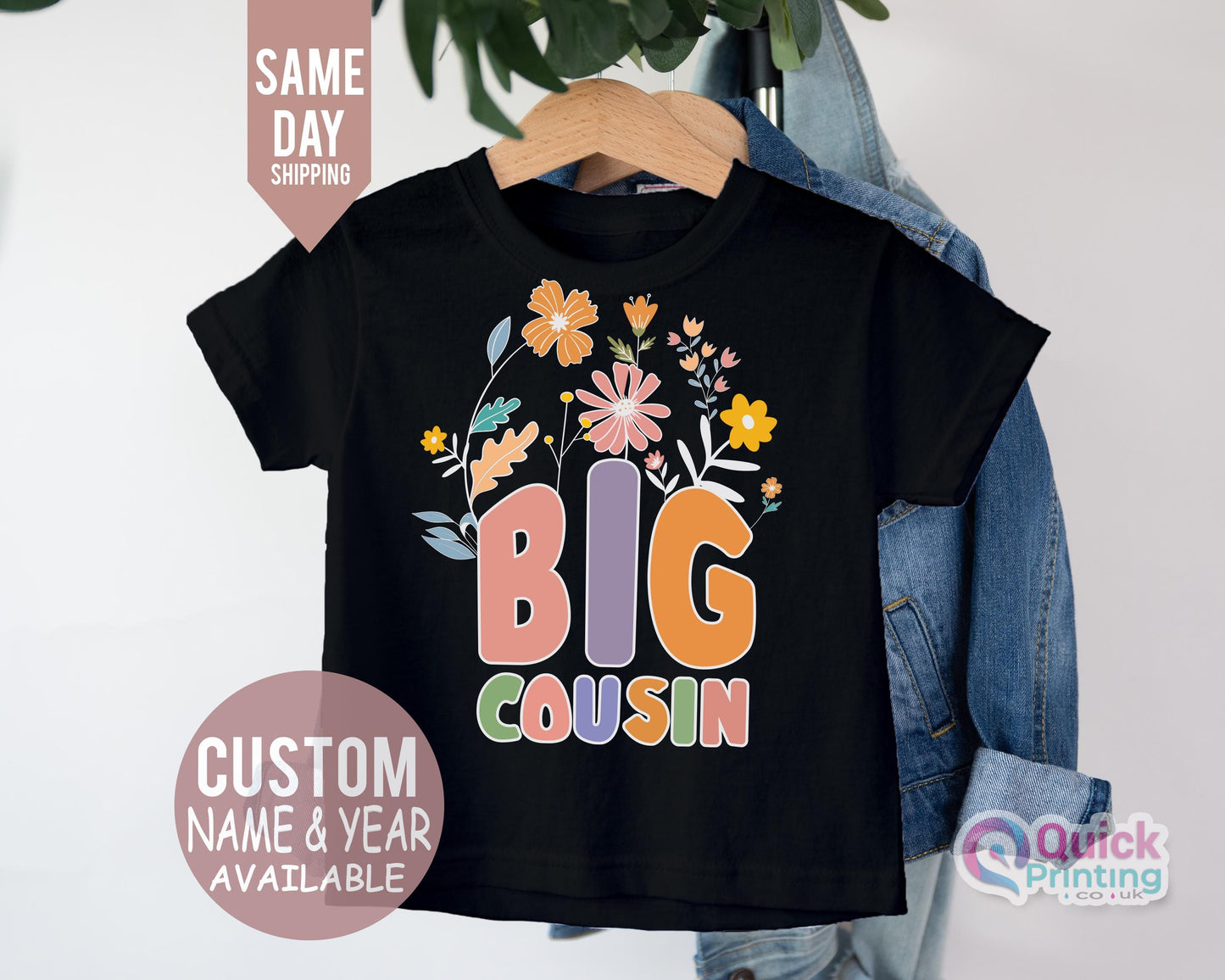 Big Cousin Toddler Shirt, Floral Kids Shirt, Cousin Matching Shirts Toddler, Cute Cousin Tshirt, Toddler & Youth Tee, Big Sister Tshirt 2025