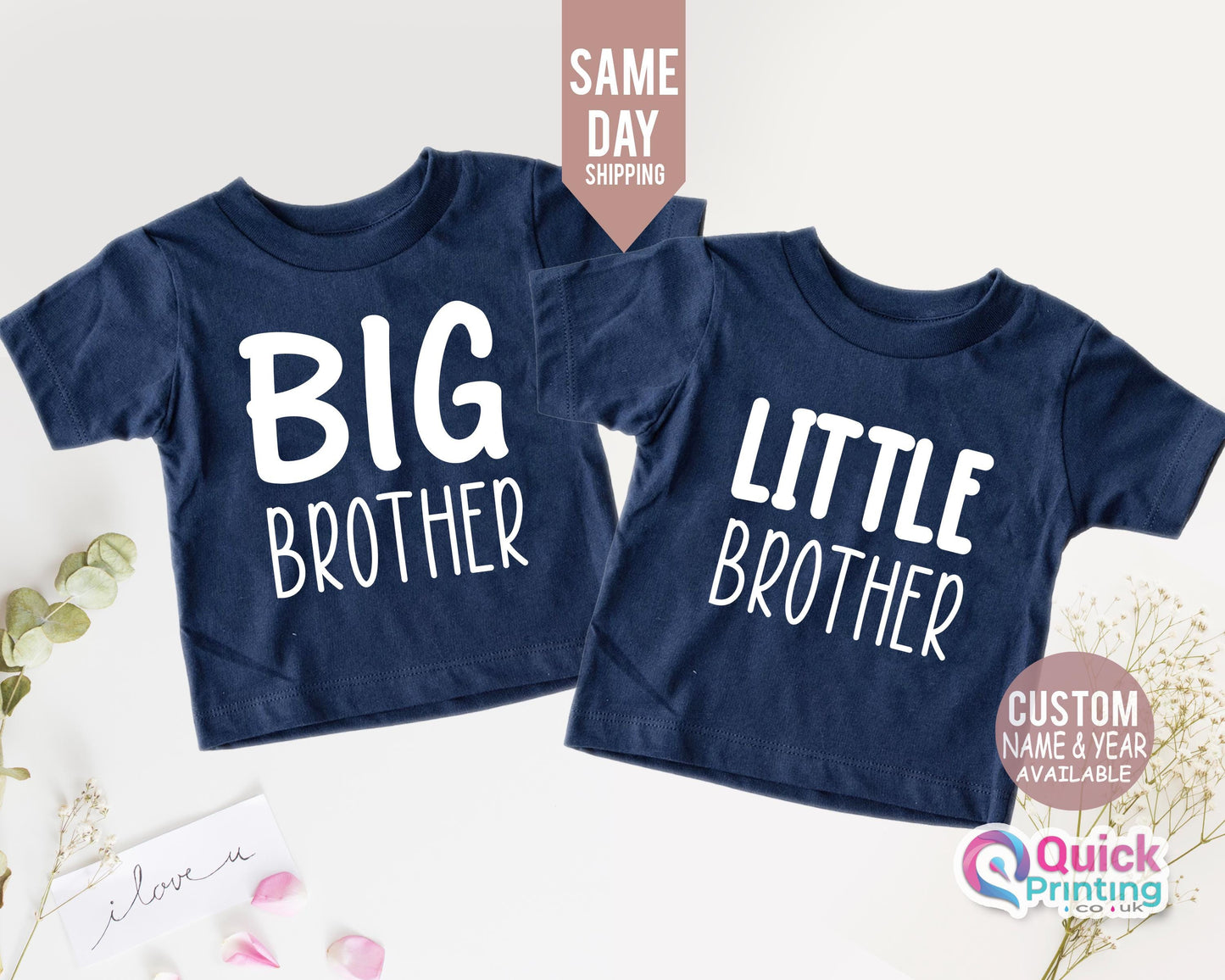 Personalized Big Brother Little Brother Shirt Set: Pregnancy Announcement