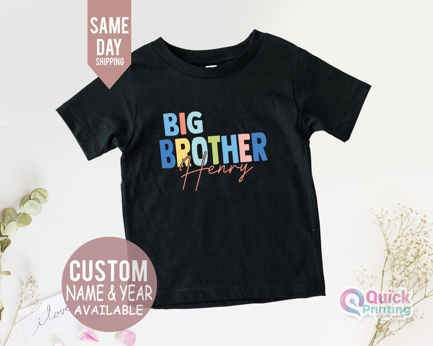 big Brother Tshirt, Custom Name Big Brother tshirt baby announcement, Revel Tshirt, personalised gift, siblings pregnancy reveal, kids tee