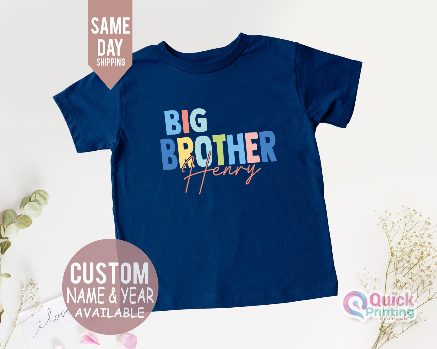 big Brother Tshirt, Custom Name Big Brother tshirt baby announcement, Revel Tshirt, personalised gift, siblings pregnancy reveal, kids tee