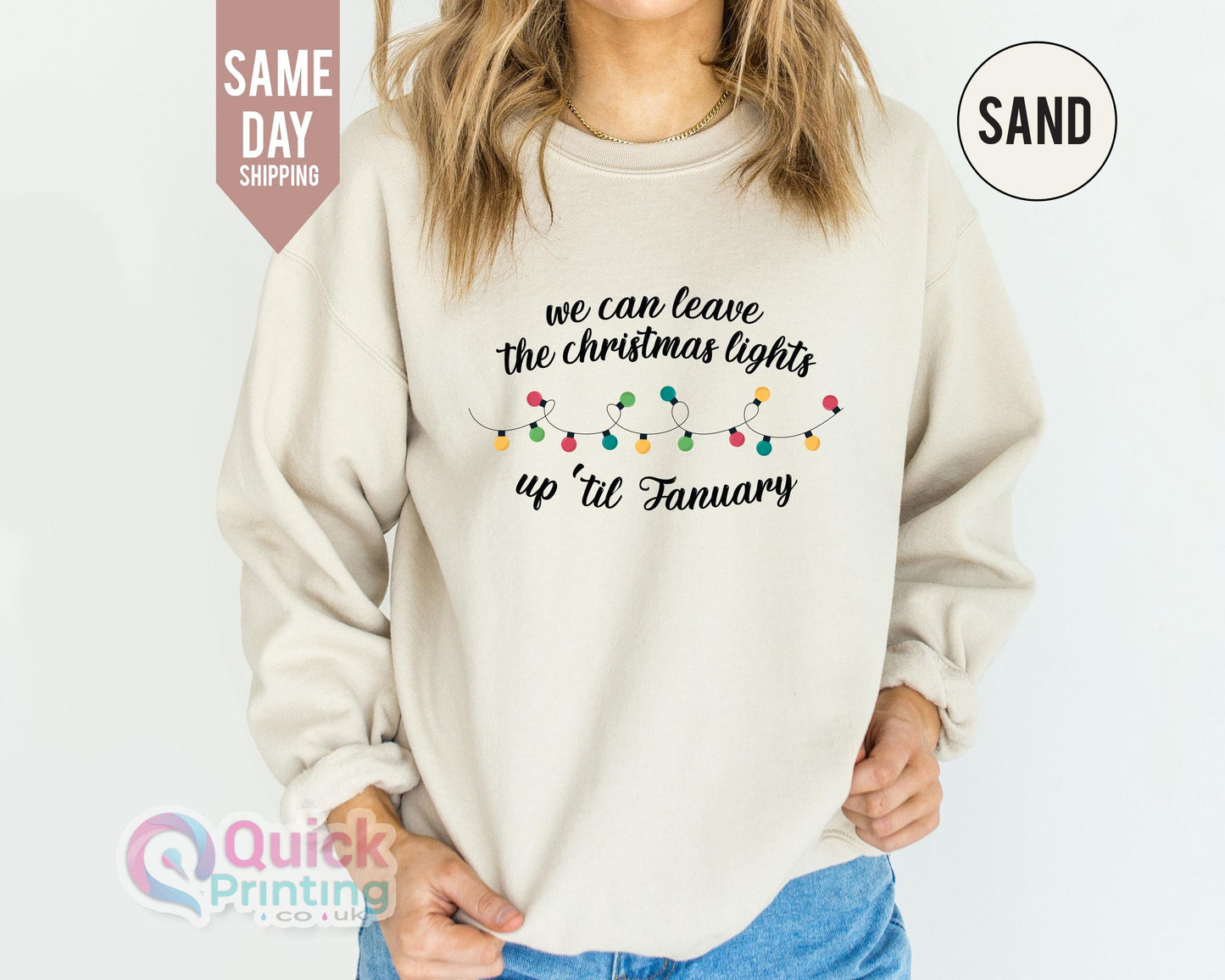 We Can Leave The Christmas Lights Up 'Til January Sweatshirt, Christmas Lights Sweater, Christmas Gifts, Womens Christmas Shirt, Xmas Tee