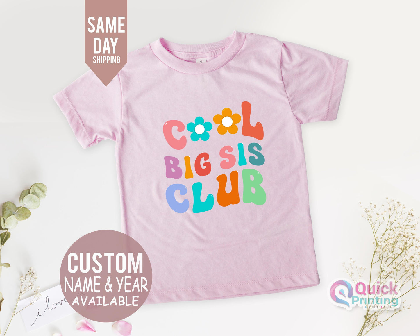 Cool Big Sis Club Tshirt, Family Matching T Shirts Romper for Big Sister and Little Sister2024, Summer Print Cotton Short Sleeve T Shirt