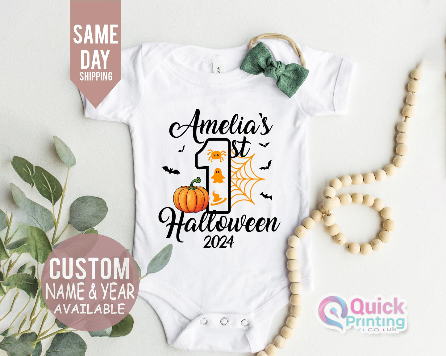 Personalized Baby's First Halloween T-shirt: Custom Name & Year
