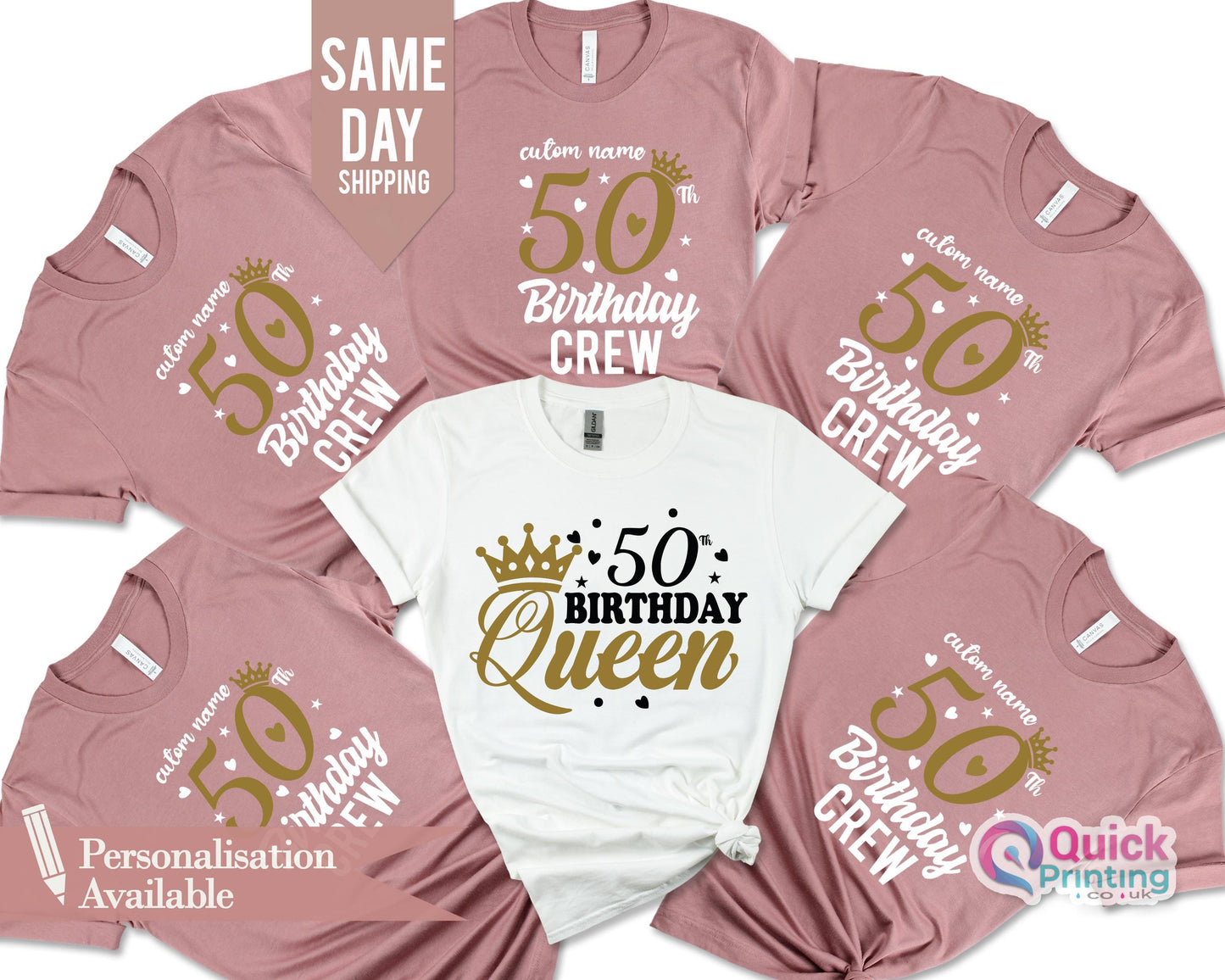 50 birthday crew, Birthday Party Group Shirt,50th Birthday Queen, 50th birthday party shirts, girls 50th birthday tshirts, 1975 Birthday T