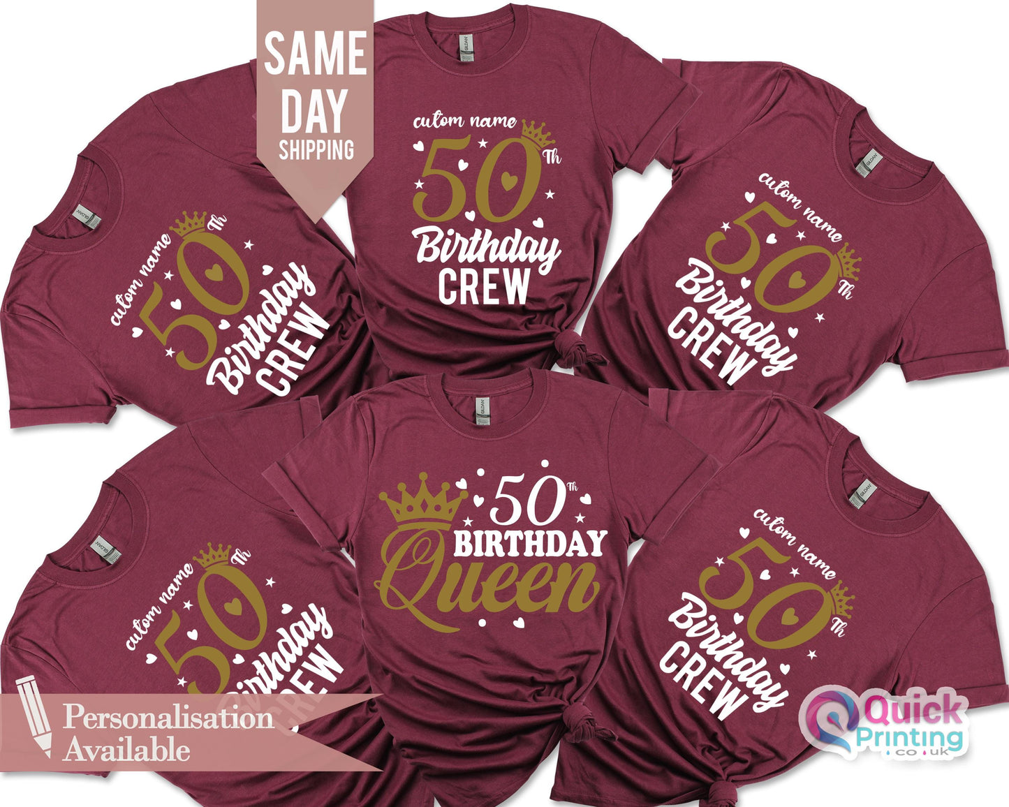 50 birthday crew, Birthday Party Group Shirt,50th Birthday Queen, 50th birthday party shirts, girls 50th birthday tshirts, 1975 Birthday T