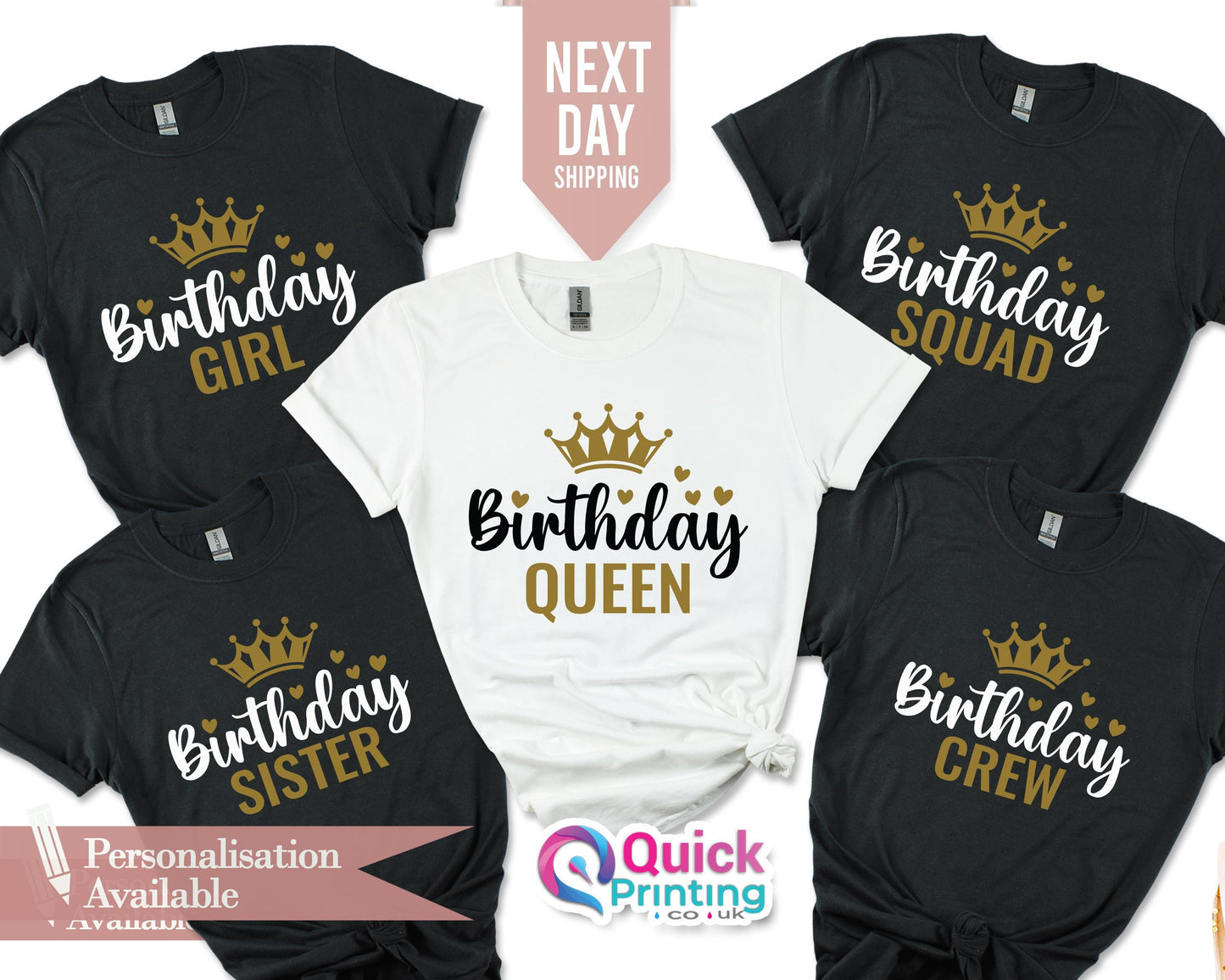 Birthday Queen T-Shirt: Gildan Cotton Birthday Squad Shirt