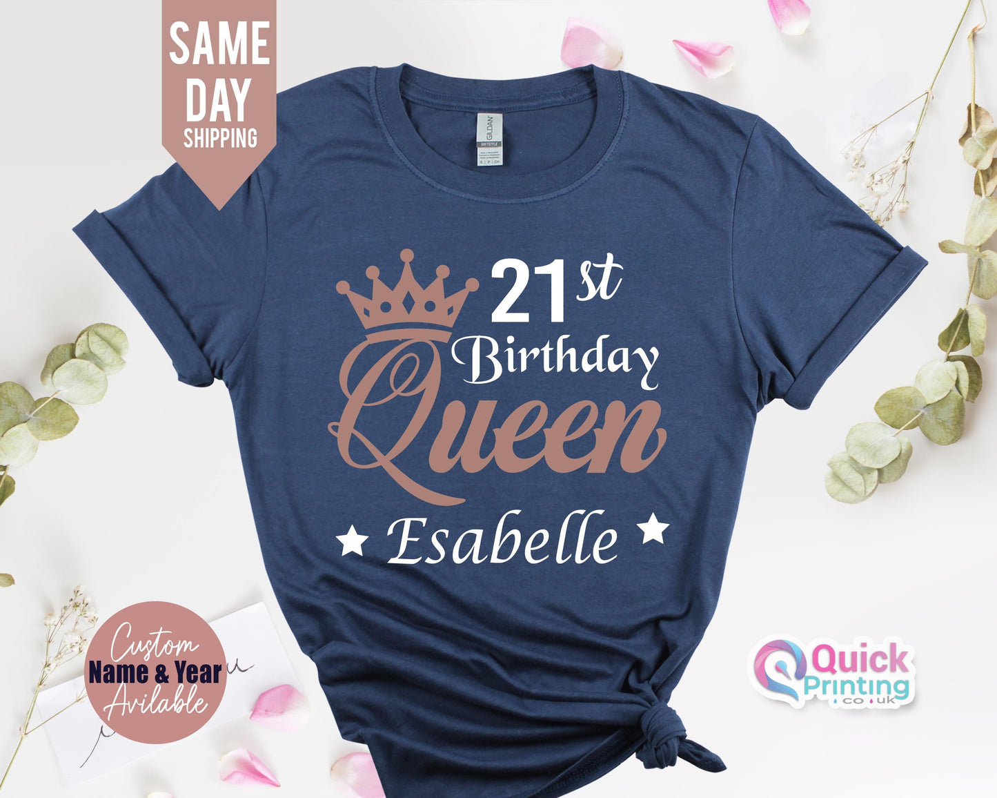 Personalised 21st Birthday Gift for her, Birthday Party TShirts for Ladies Girls, Custom Birthday Gift for Friends, Womens Birthday shirt