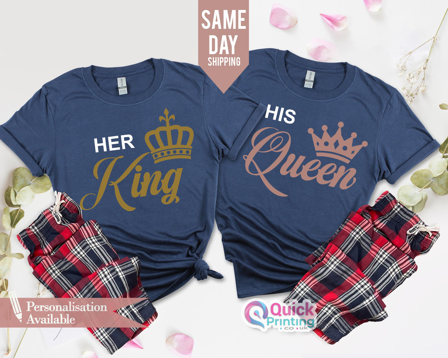 King Queen Matching Couple Shirts: Honeymoon Gift
