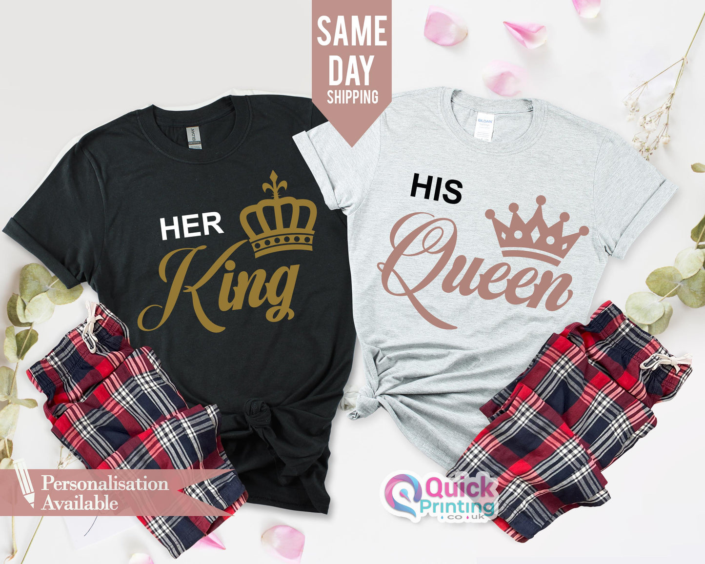 King Queen Matching Couple Shirts: Honeymoon Gift