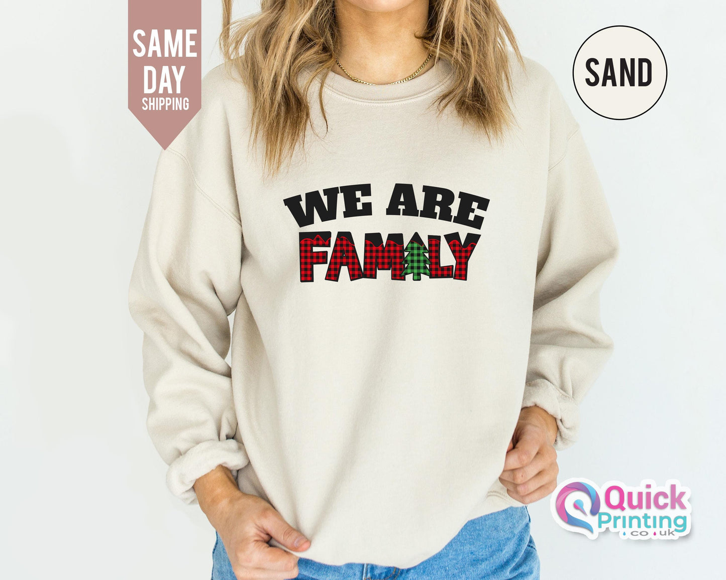 Matching Family Christmas Sweatshirt: "We Are Family" Xmas Jumper