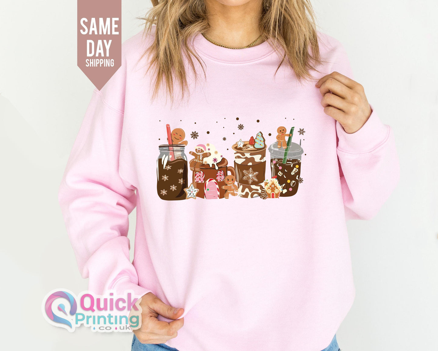 Gingerbread Christmas Coffee Sweatshirt, Christmas coffee Sweatshirt, Holiday Sweaters for Women, Xmas Tee 2024, Coffee Lover gift, Xmas Top