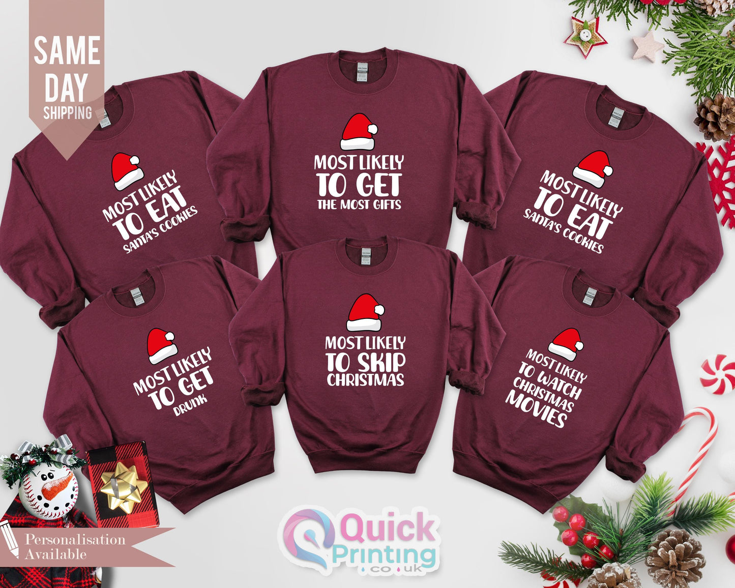 Funny Christmas Family Sweatshirt: Matching "Most Likely To" Jumpers