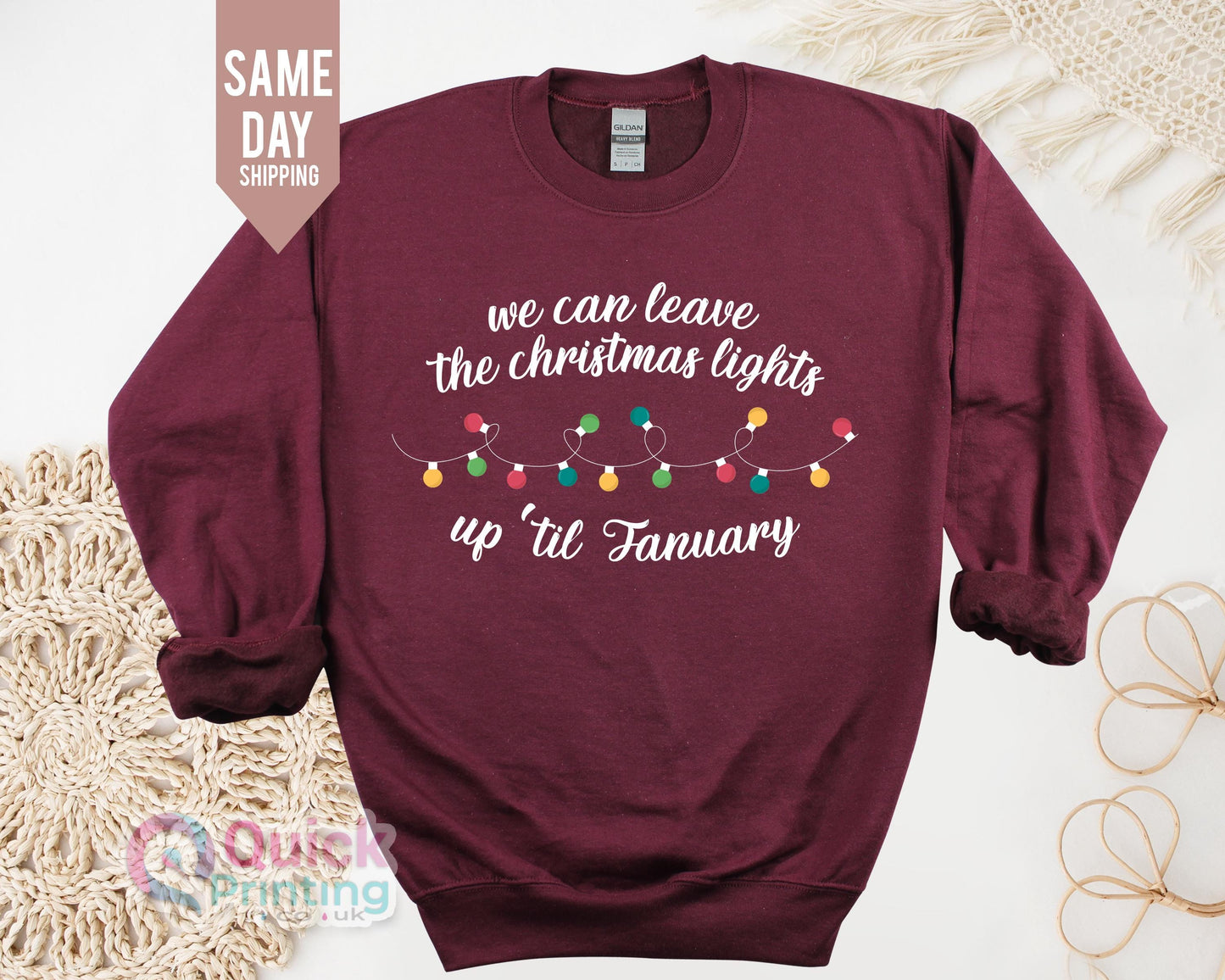 We Can Leave The Christmas Lights Up 'Til January Sweatshirt, Christmas Lights Sweater, Christmas Gifts, Womens Christmas Shirt, Xmas Tee