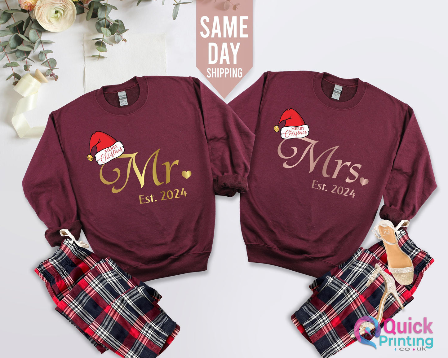 Matching Mr & Mrs Christmas Sweatshirts: Couple's Holiday Jumpers