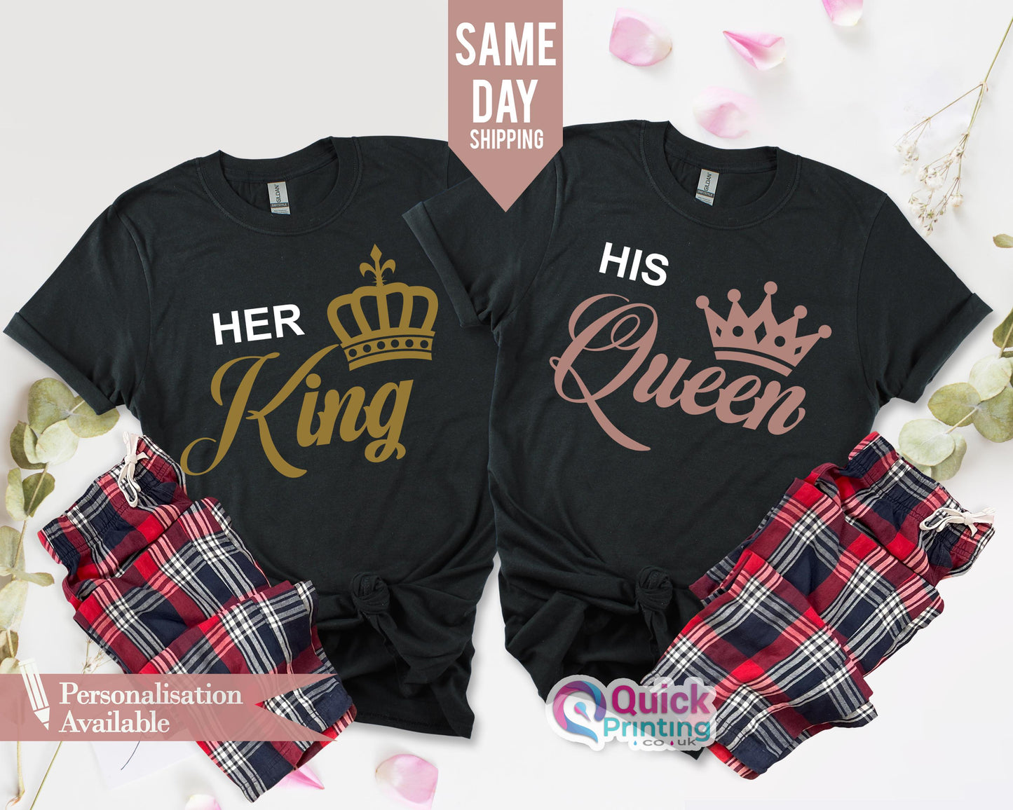 King Queen Matching Couple Shirts: Honeymoon Gift