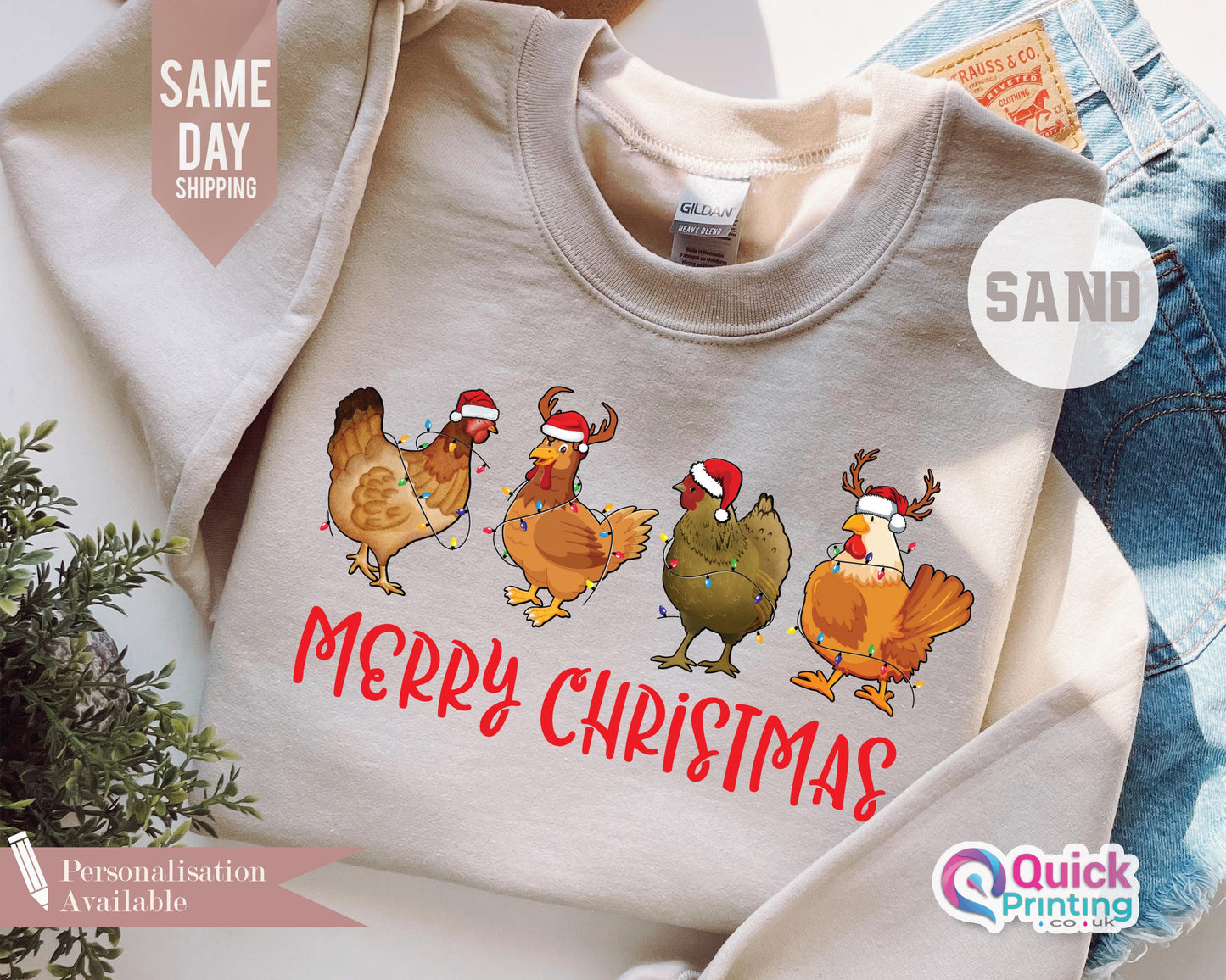 Christmas Chicken Sweatshirt, Сute Christmas Chickens Sweatshirt, Christmas Farm Animals Sweatshirt, Christmas Matching Tee , Hen Jumper T