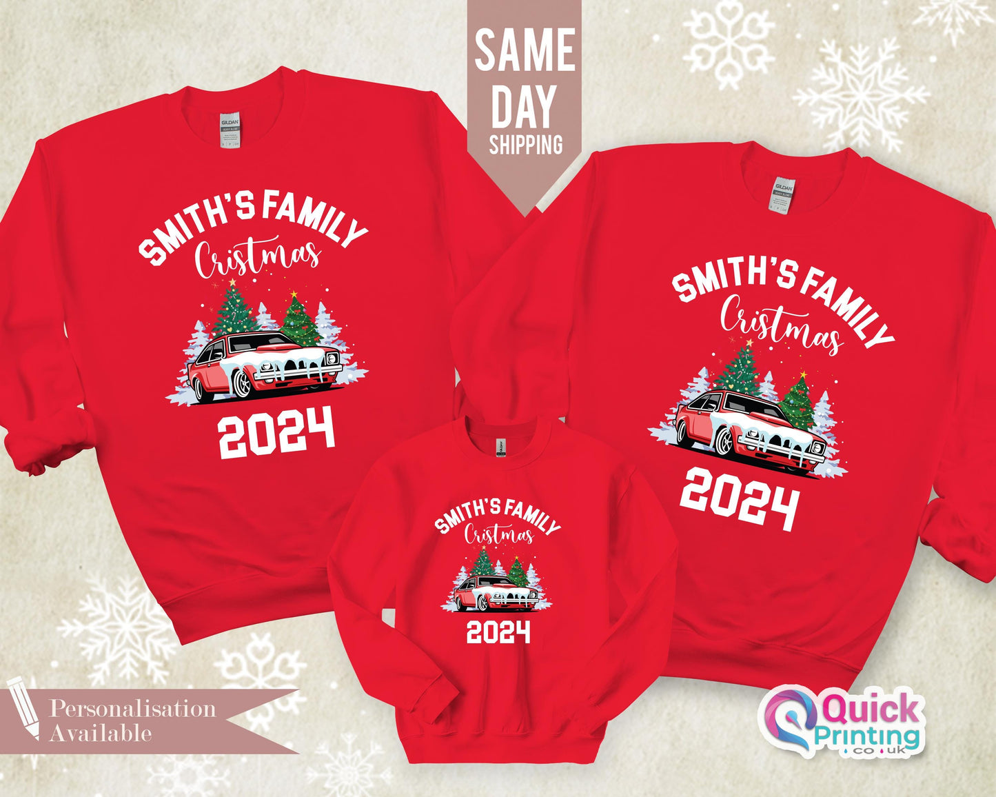 Personalised Family Christmas Sweatshirt 2024, Truck Sweatshirt, Festive Jumper, Family Christmas Sweatshirt, Matching Christmas Sweater