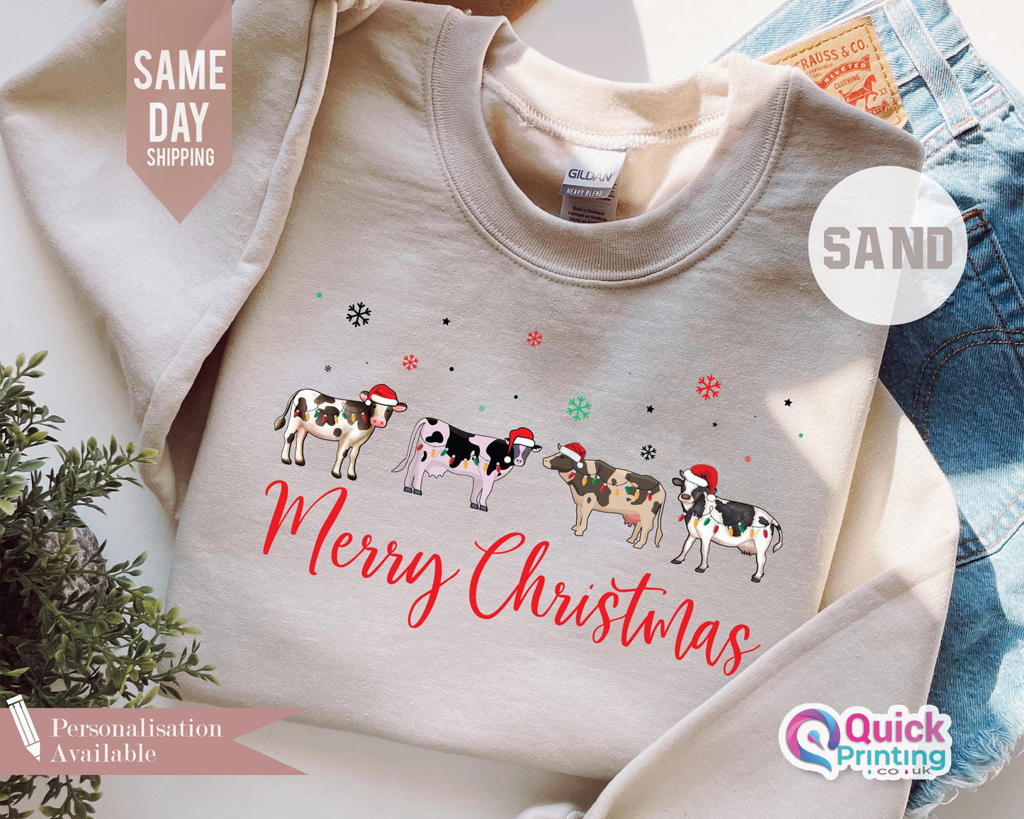 Christmas Cow Sweatshirt, Funny Christmas Shirt, Highland Cow Crewneck, Cow Lights Sweater, Holiday Sweater, Women's Cow Shirt, Merry Xmas T