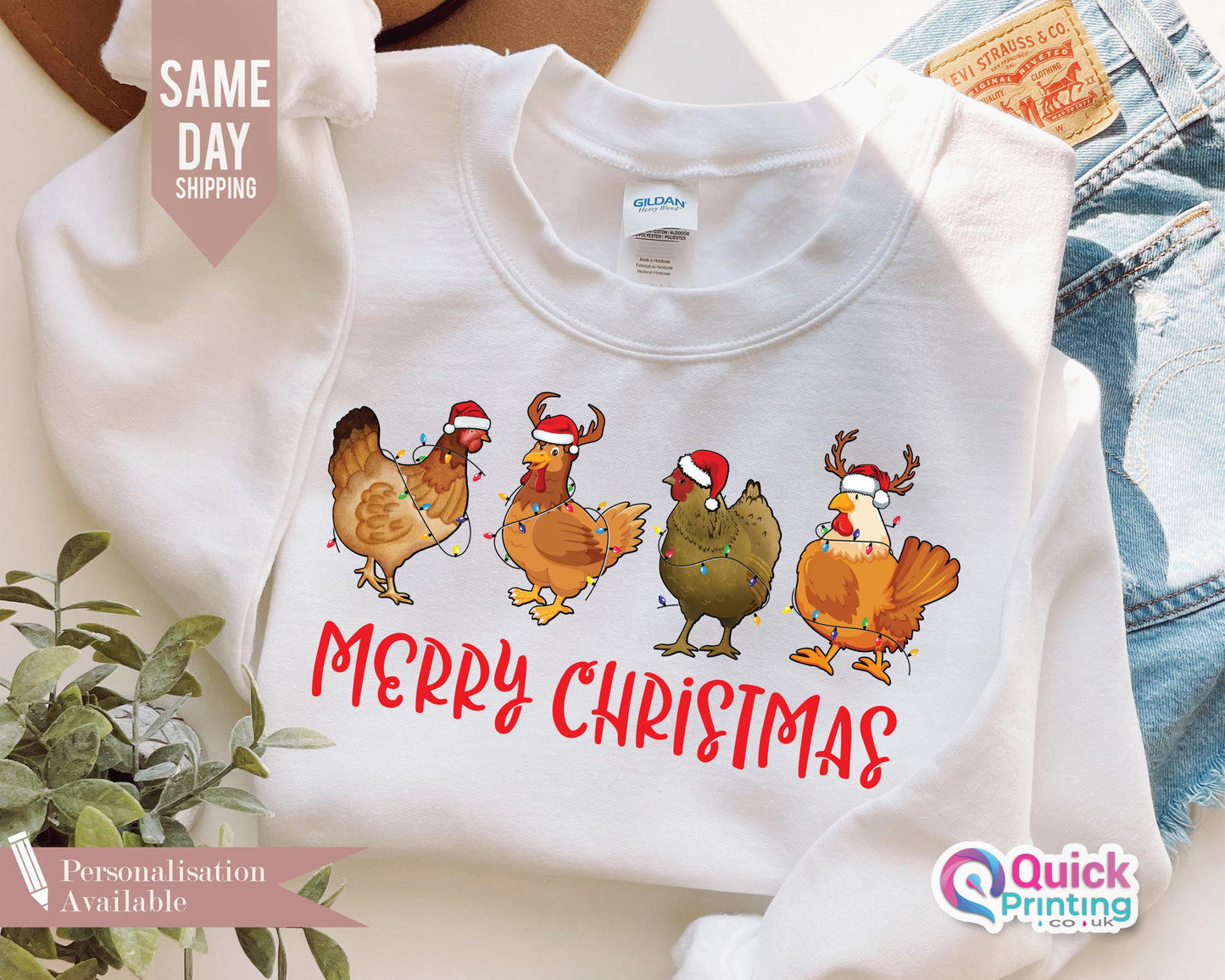 Christmas Chicken Sweatshirt, Сute Christmas Chickens Sweatshirt, Christmas Farm Animals Sweatshirt, Christmas Matching Tee , Hen Jumper T