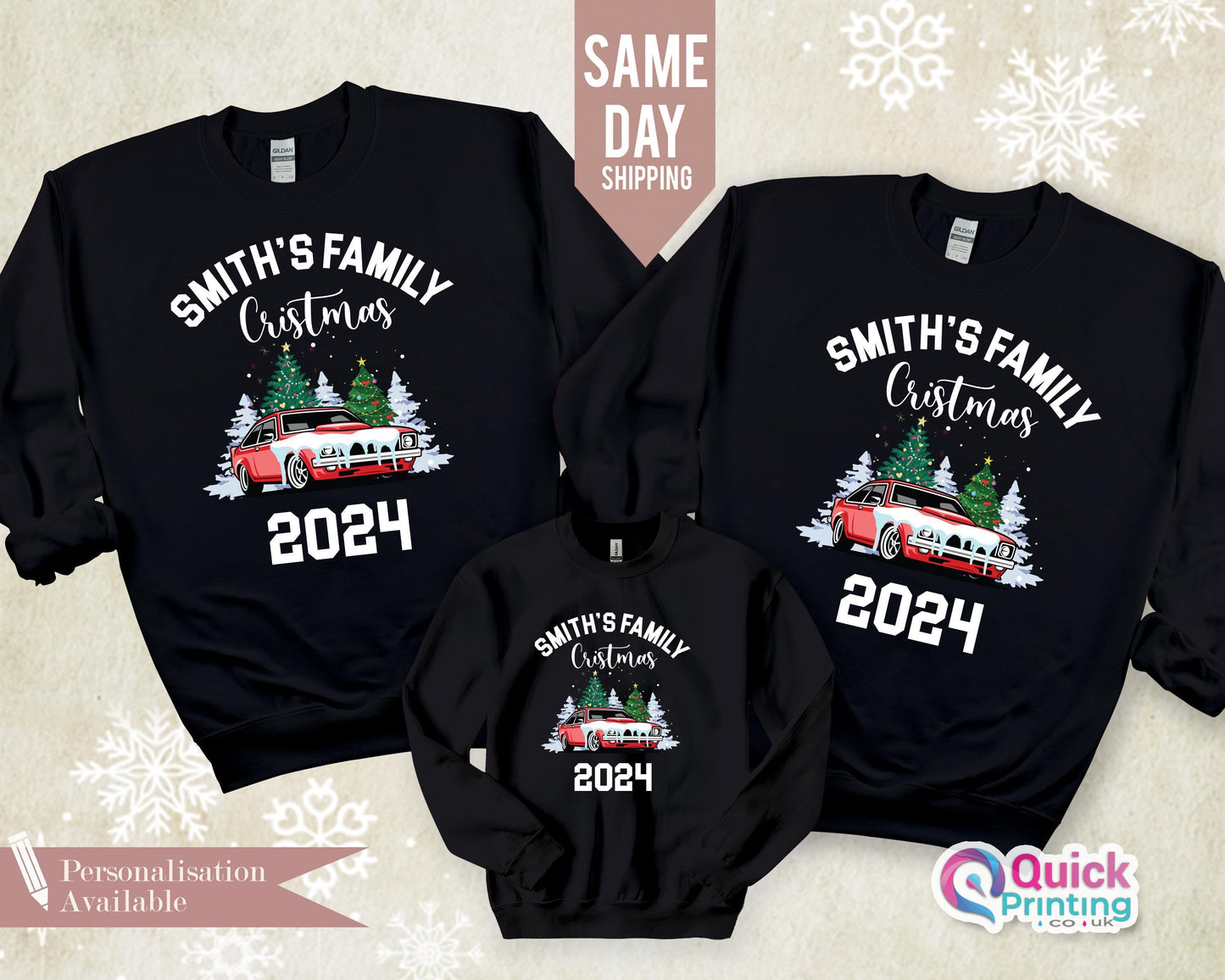 Personalised Family Christmas Sweatshirt 2024, Truck Sweatshirt, Festive Jumper, Family Christmas Sweatshirt, Matching Christmas Sweater
