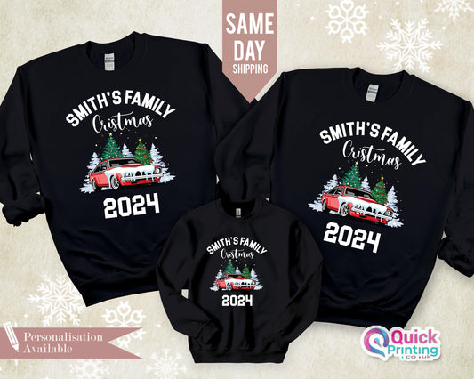 Personalized Family Christmas Sweatshirt: Truck Festive Jumper