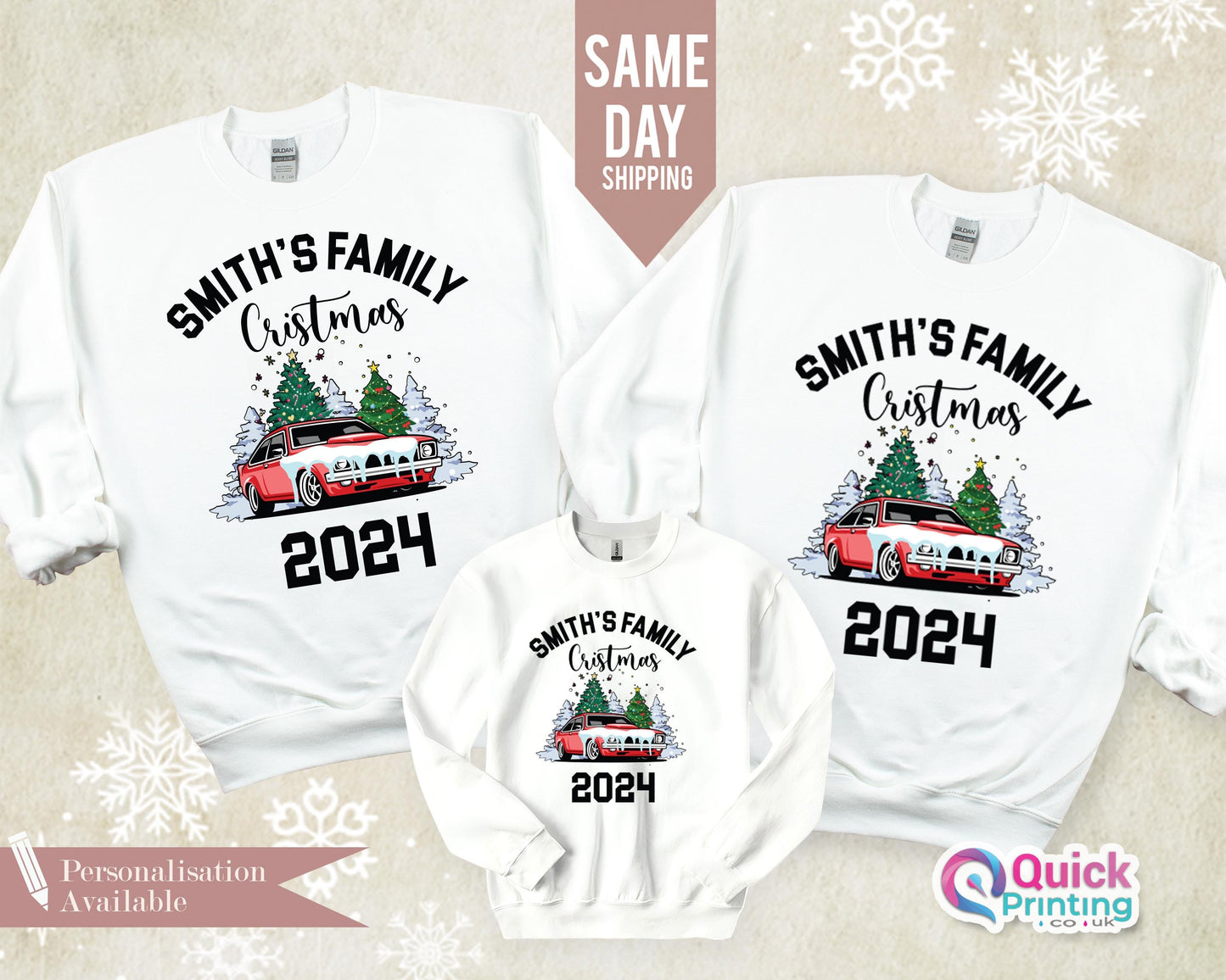 Personalised Family Christmas Sweatshirt 2024, Truck Sweatshirt, Festive Jumper, Family Christmas Sweatshirt, Matching Christmas Sweater