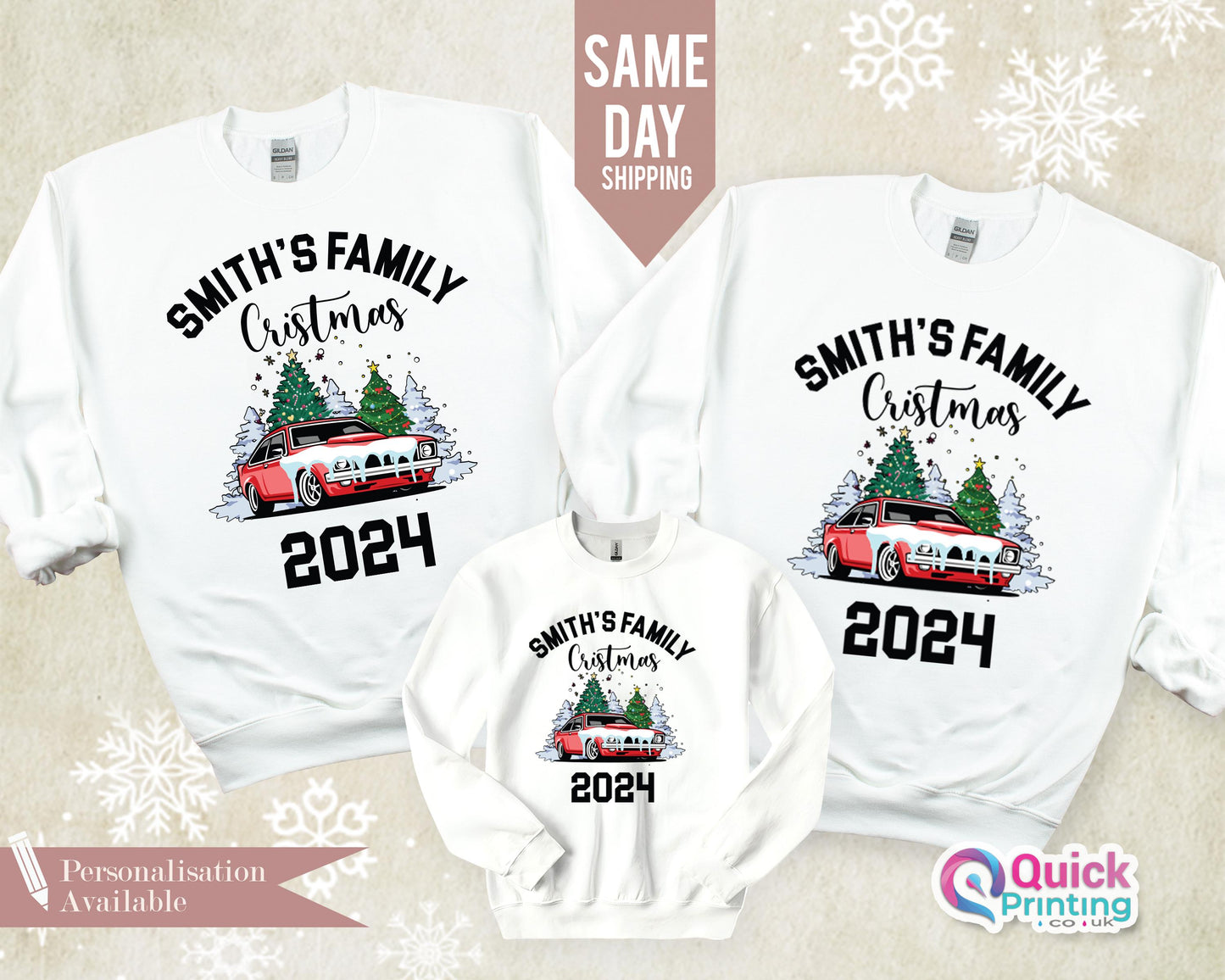 Personalized Family Christmas Sweatshirt: Truck Festive Jumper