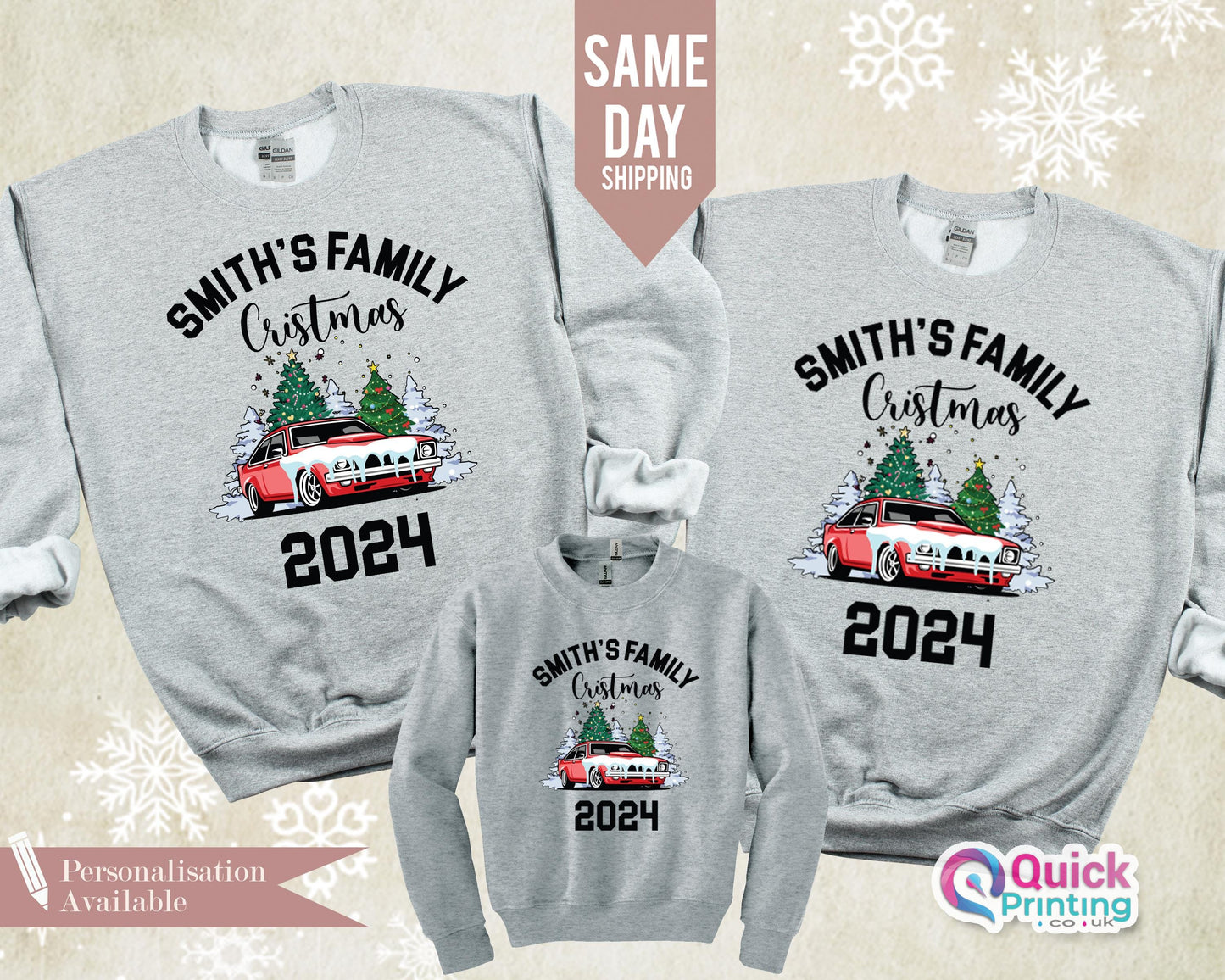 Personalised Family Christmas Sweatshirt 2024, Truck Sweatshirt, Festive Jumper, Family Christmas Sweatshirt, Matching Christmas Sweater