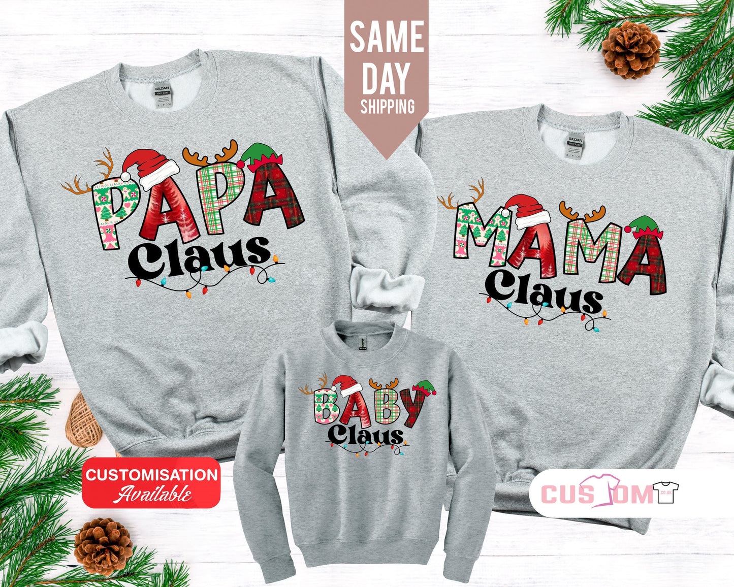 Personalized Family Christmas Sweatshirt: Claus Matching Jumpers