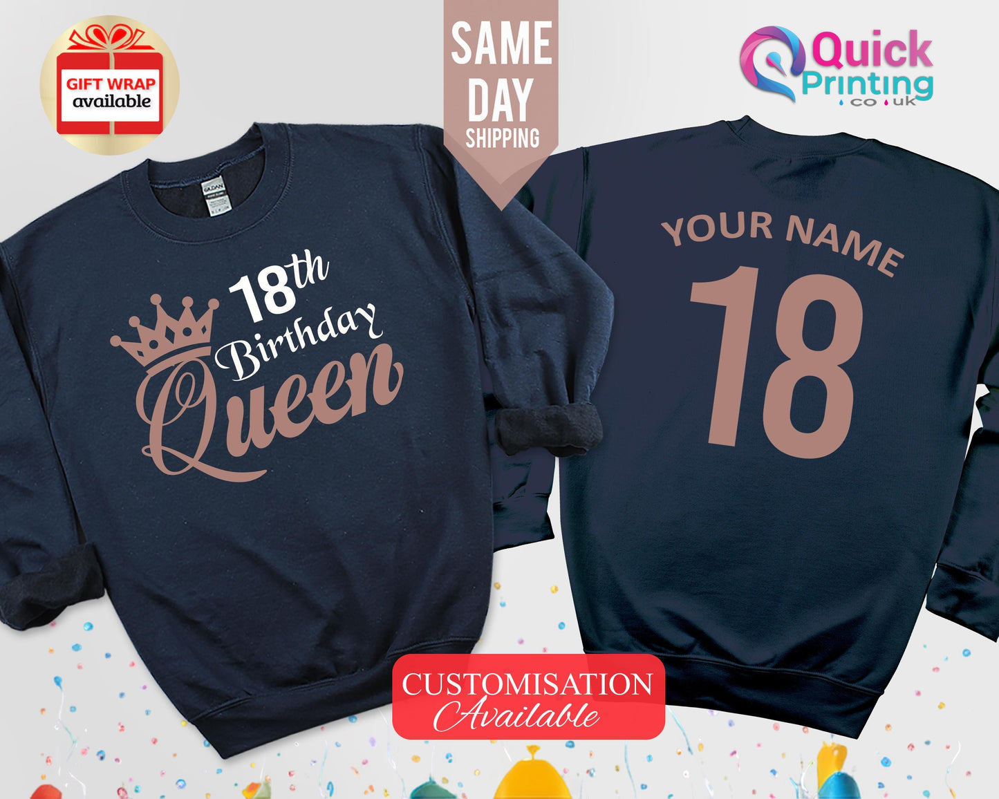 Personalized Birthday Queen Sweatshirt: Custom Name, 18th Birthday Gift