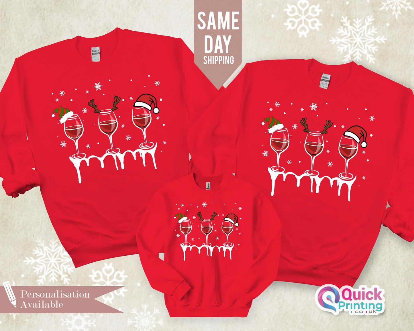 Christmas Wine Glasses Sweatshirt: Funny Family Matching Jumper