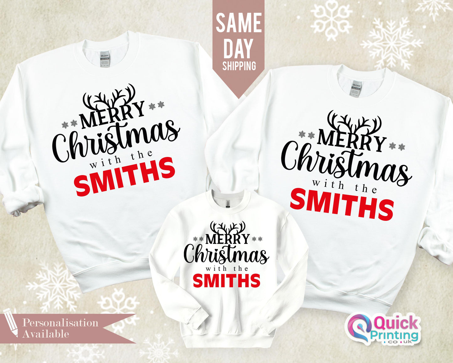 Custom Merry Christmas Sweater, Merry Christmas With The Family Sweatshirt, Christmas Jumpers For Women, Xmas Jumper, Reindeer Sweatshirt