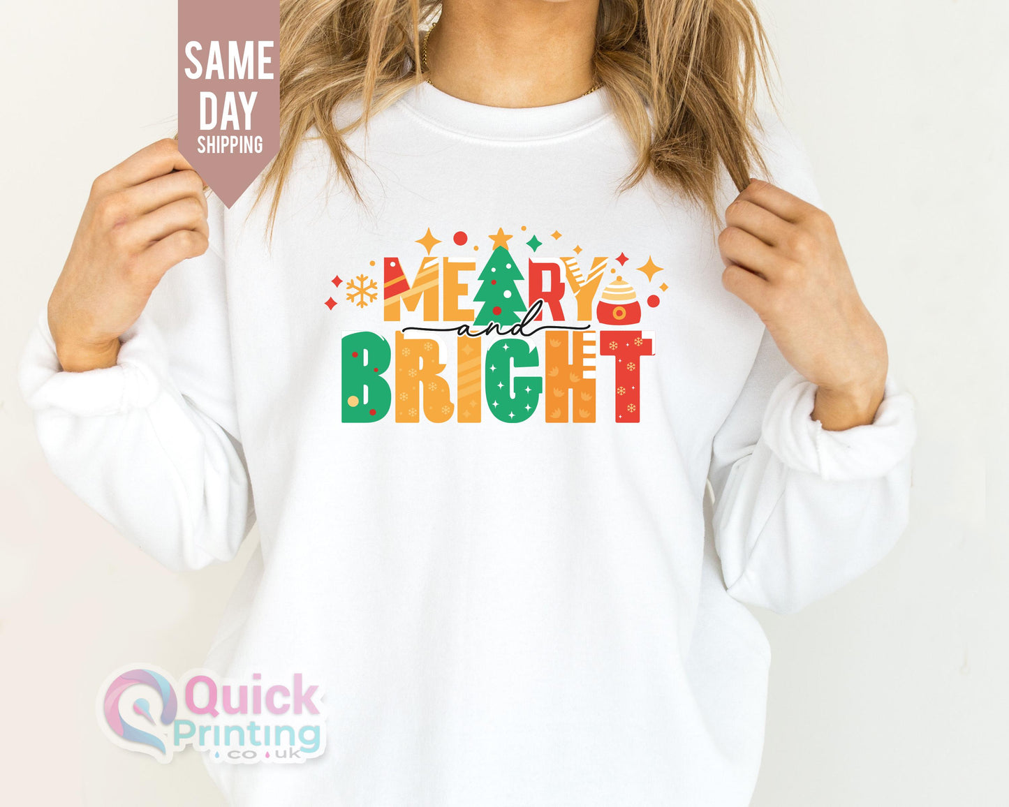 Merry and Bright Christmas Sweatshirt: Family Holiday Jumper
