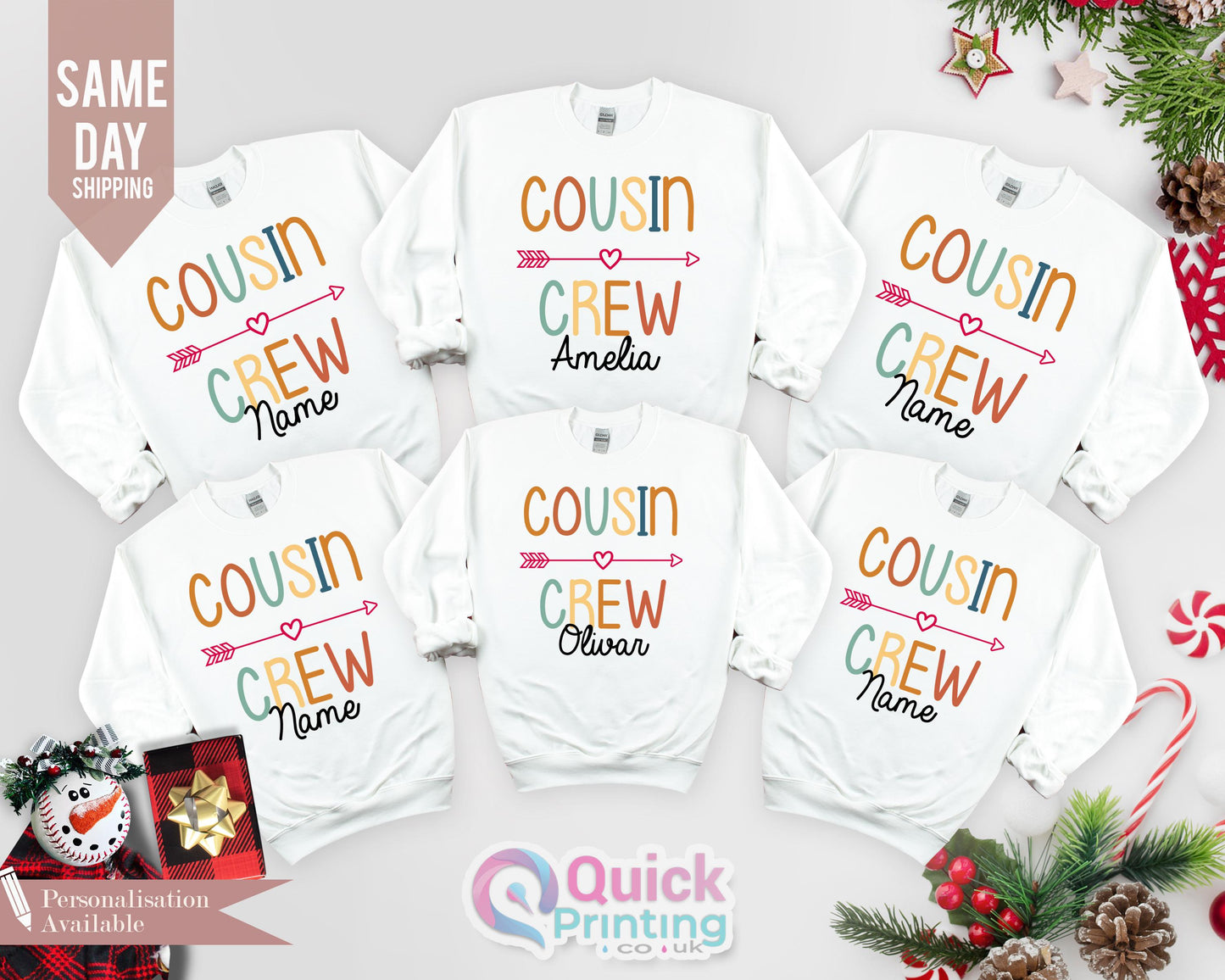 Personalized Christmas Cousin Crew Sweatshirt