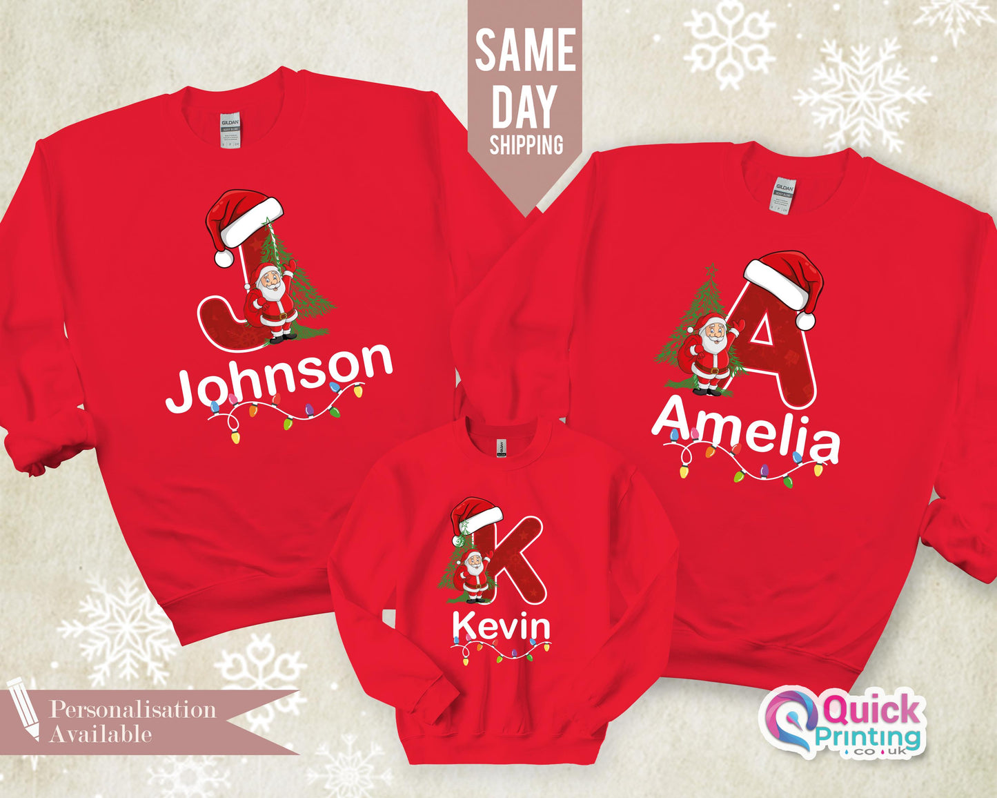 Christmas Name Custom Sweatshirt 2024, Funny Family Xmas Jumper, Christmas Custom Letter Sweater, Personalized Christmas Family Sweatshirt