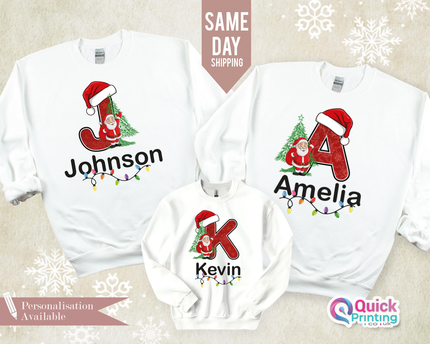 Christmas Name Custom Sweatshirt 2024, Funny Family Xmas Jumper, Christmas Custom Letter Sweater, Personalized Christmas Family Sweatshirt