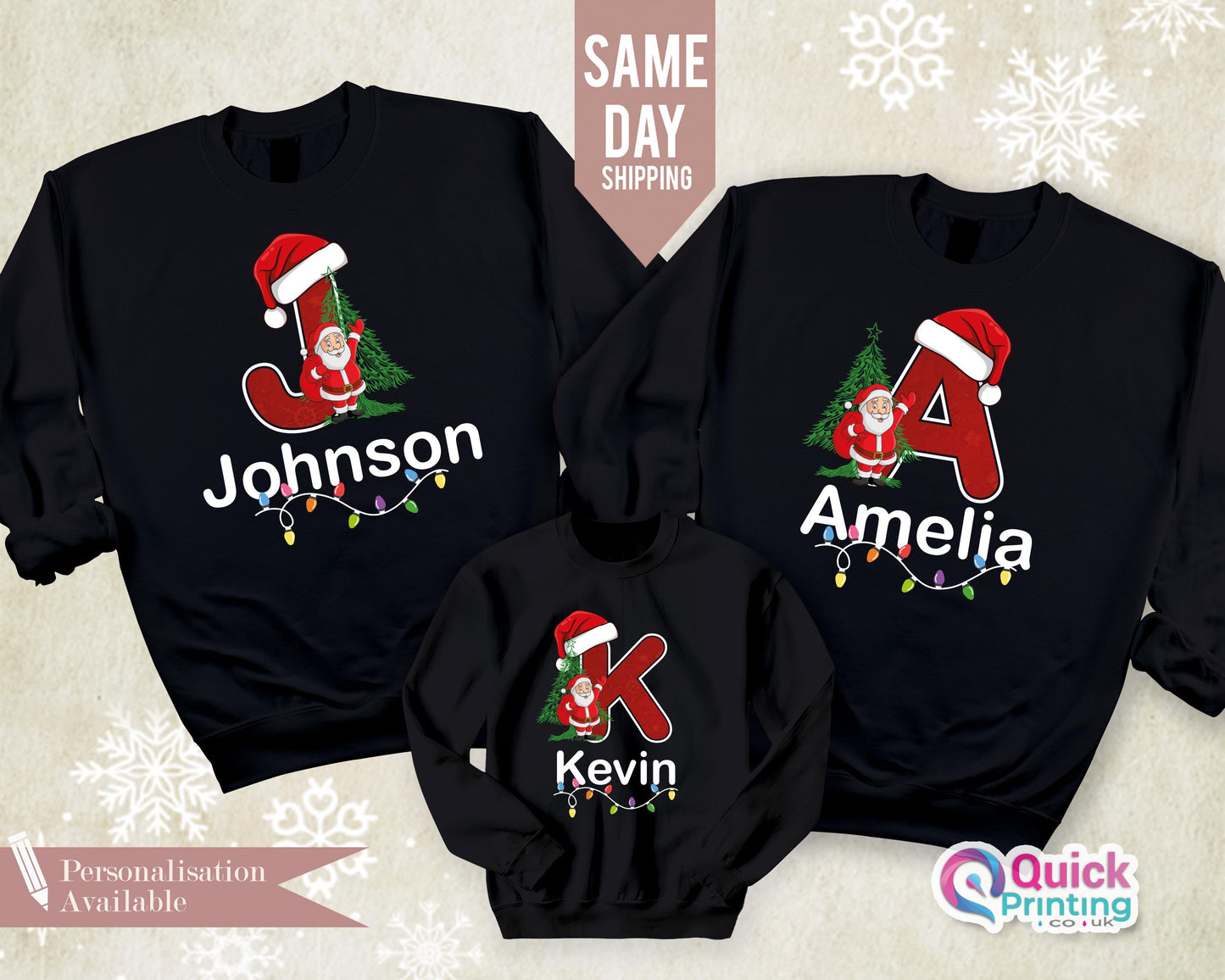 Christmas Name Custom Sweatshirt 2024, Funny Family Xmas Jumper, Christmas Custom Letter Sweater, Personalized Christmas Family Sweatshirt