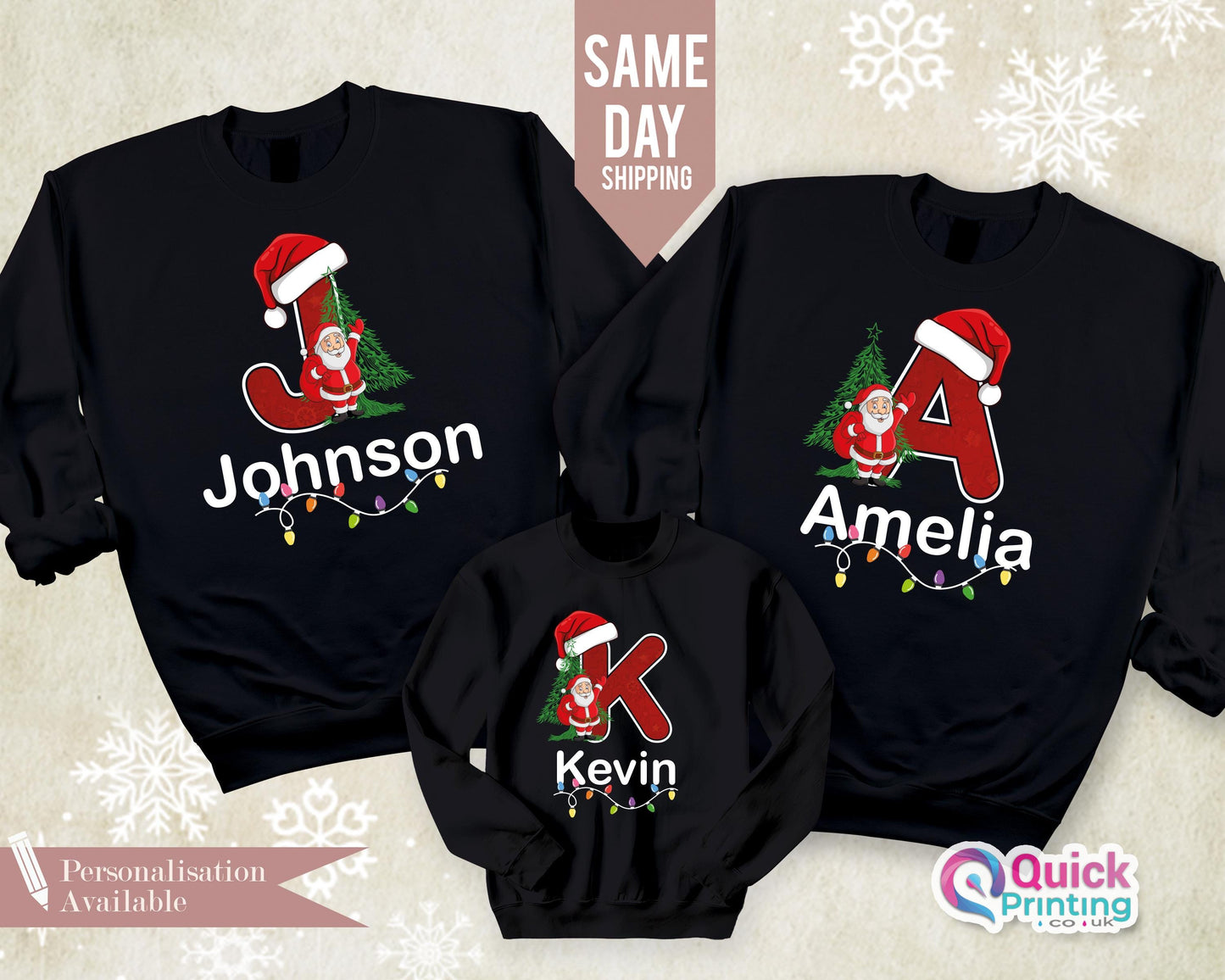 Personalized Christmas Family Sweatshirt: Custom Name Xmas Jumper