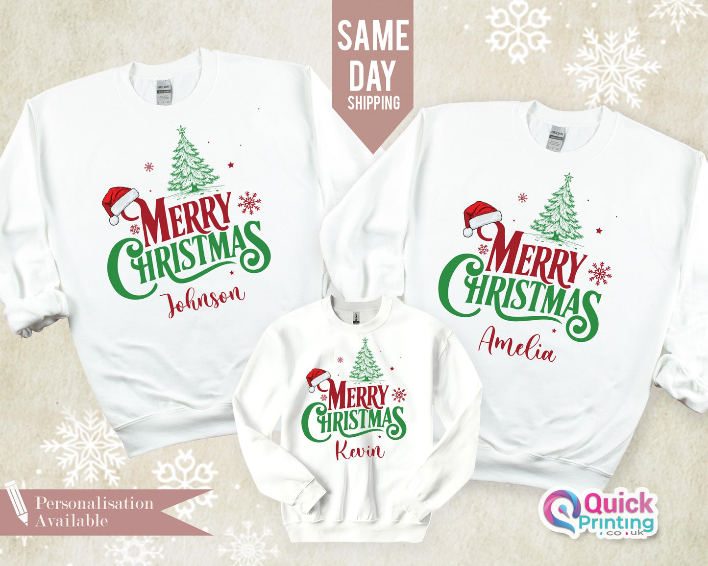 Personalized Christmas Sweatshirt: Matching Family Holiday Jumper