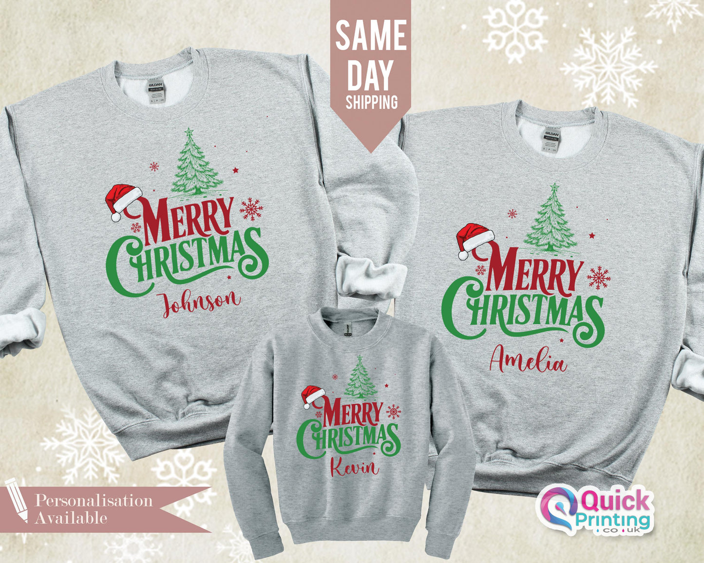 Personalized Christmas Sweatshirt: Matching Family Holiday Jumper