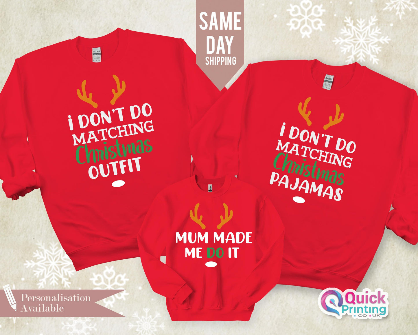 Funny Christmas Sweatshirt: I Don't Do Matching Outfits