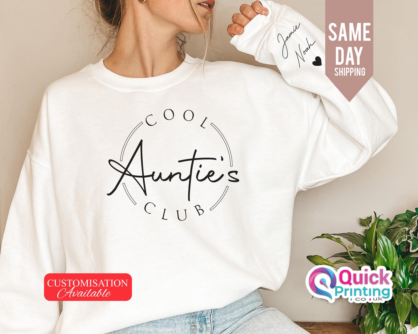 Cool Aunties Club Sweatshirt with Name on Sleeve, Personalized Auntie jumper, Auntie Announcement Sweater, Custom Auntie Sweatshirt, Xmas T