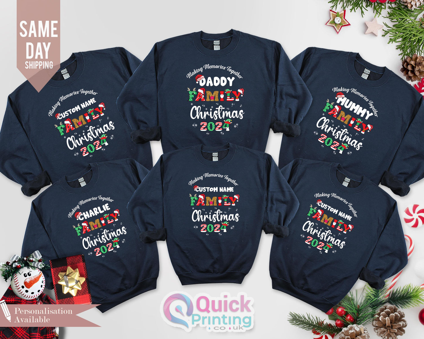 Family Christmas 2024 Sweatshirt, Matching Family Christmas Jumper, Family Custom Top, Matching Xmas Tees, Custom Christmas Sweatshirt