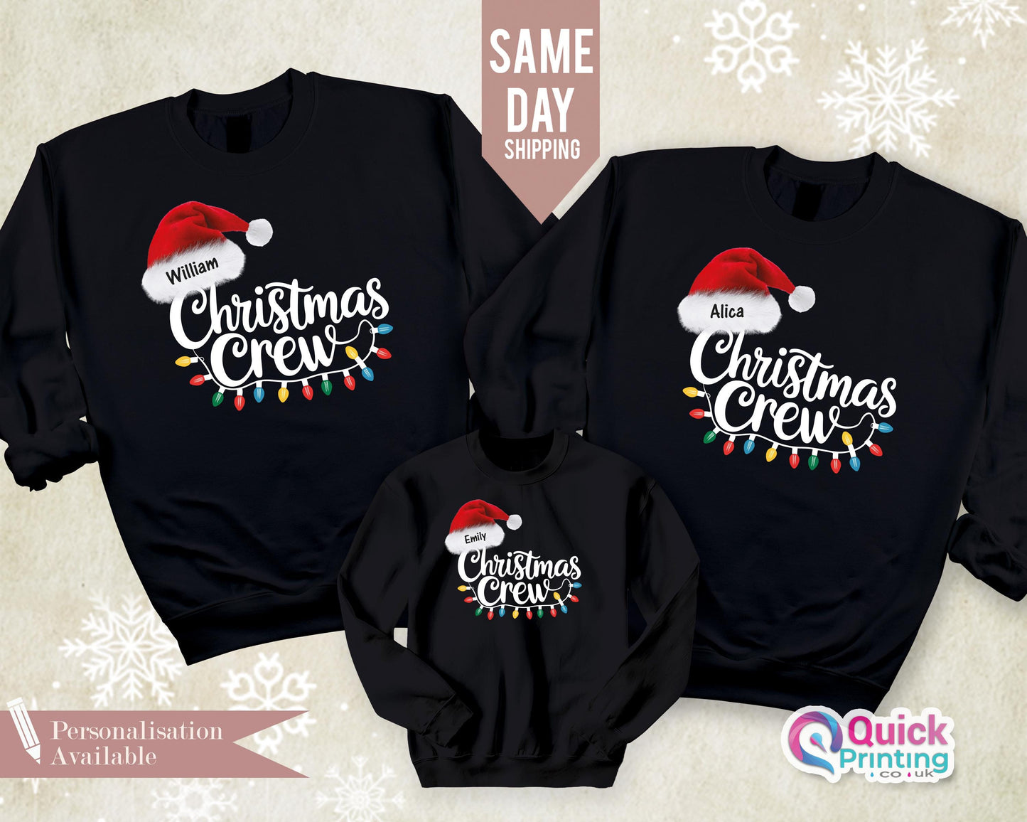 Custom Christmas Crew Sweatshirt, Family Christmas Matching Jumper, Ladies Sweatshirt, Holiday Matching Long Sleeve, Christmas Group Shirt