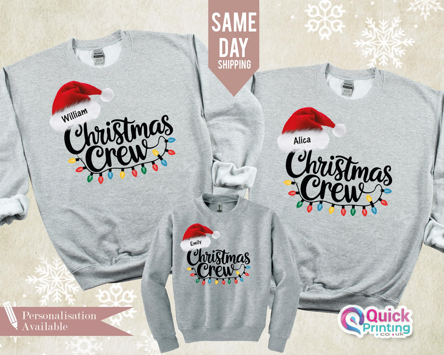 Custom Christmas Crew Sweatshirt, Family Christmas Matching Jumper, Ladies Sweatshirt, Holiday Matching Long Sleeve, Christmas Group Shirt