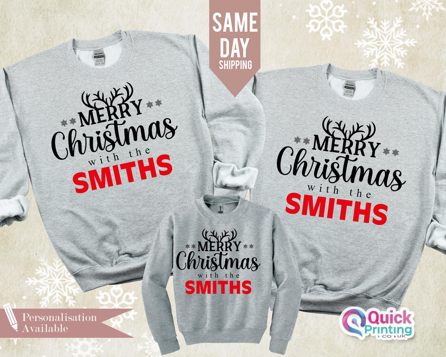 Custom Merry Christmas Sweater, Merry Christmas With The Family Sweatshirt, Christmas Jumpers For Women, Xmas Jumper, Reindeer Sweatshirt