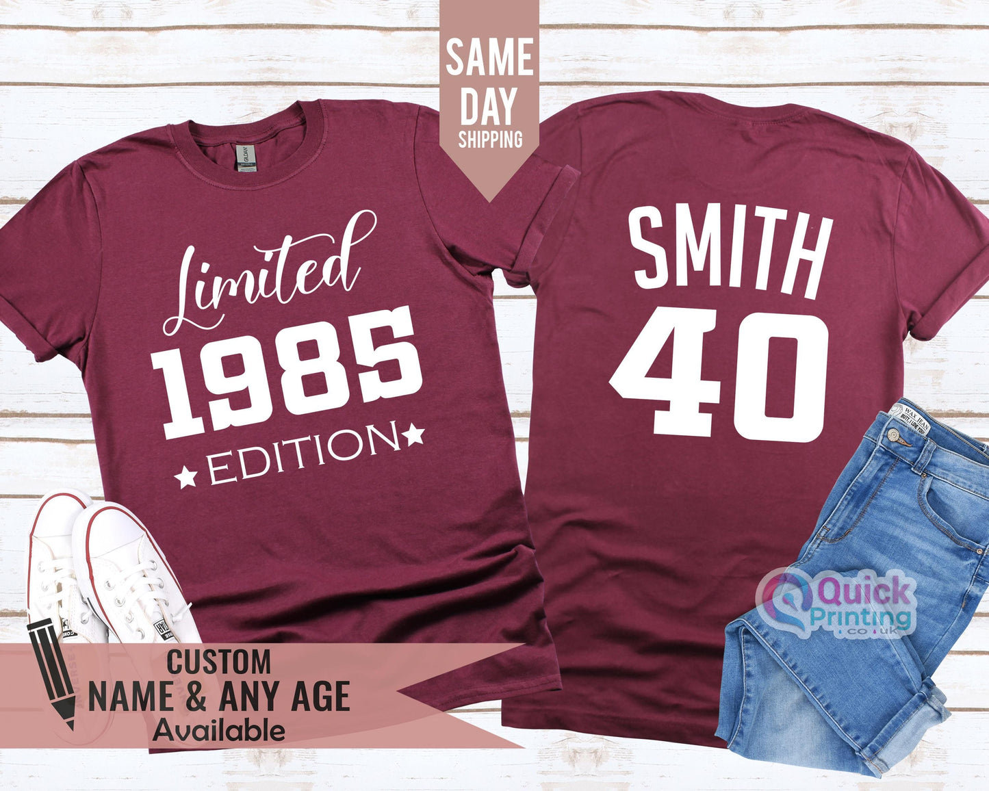 Personalised 40th Birthday Shirt, 40th Birthday Gift for Men, 1985 Vintage Birthday T-shirt Woman, Limited edition DAD shirt Daughter Gift T